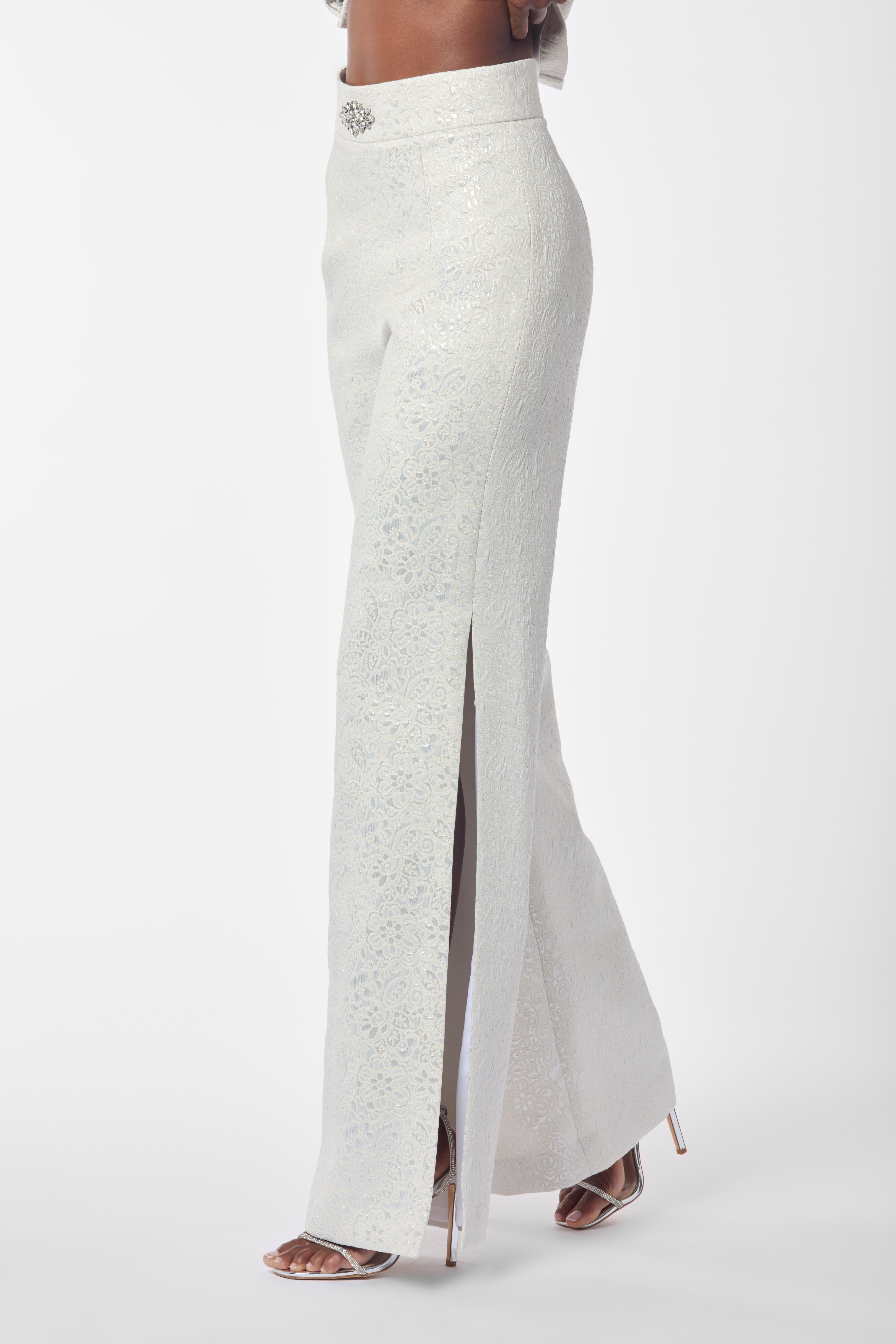 Metallic Brocade high-waisted Pants