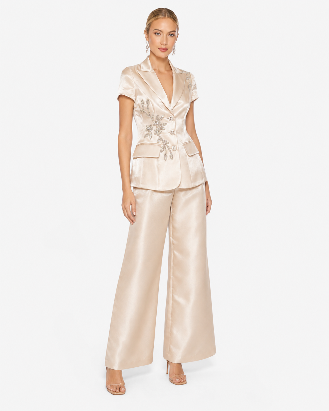 Embellished Mikado Short-Sleeve Jacket