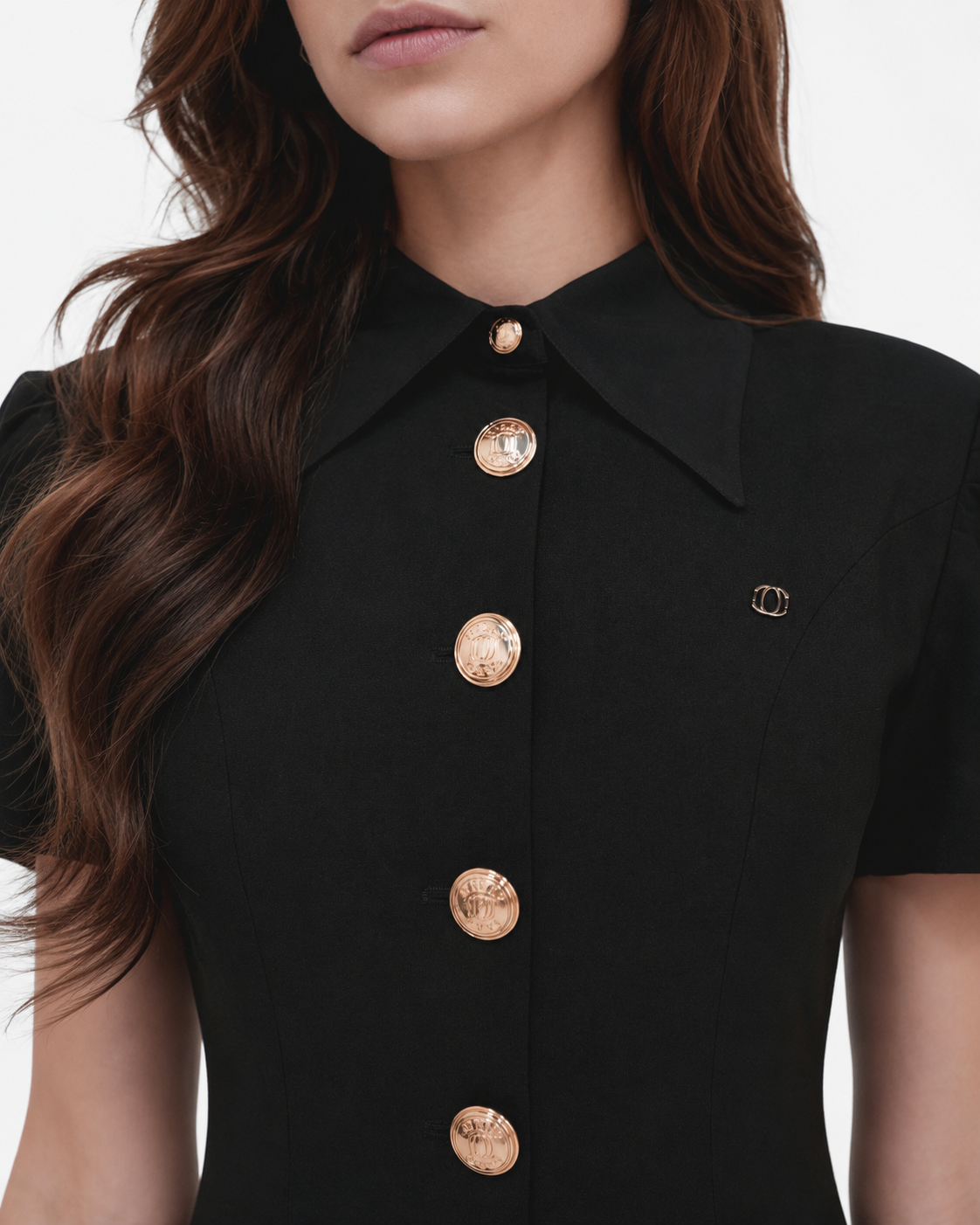 Stretch Crepe Collar Mini Dress