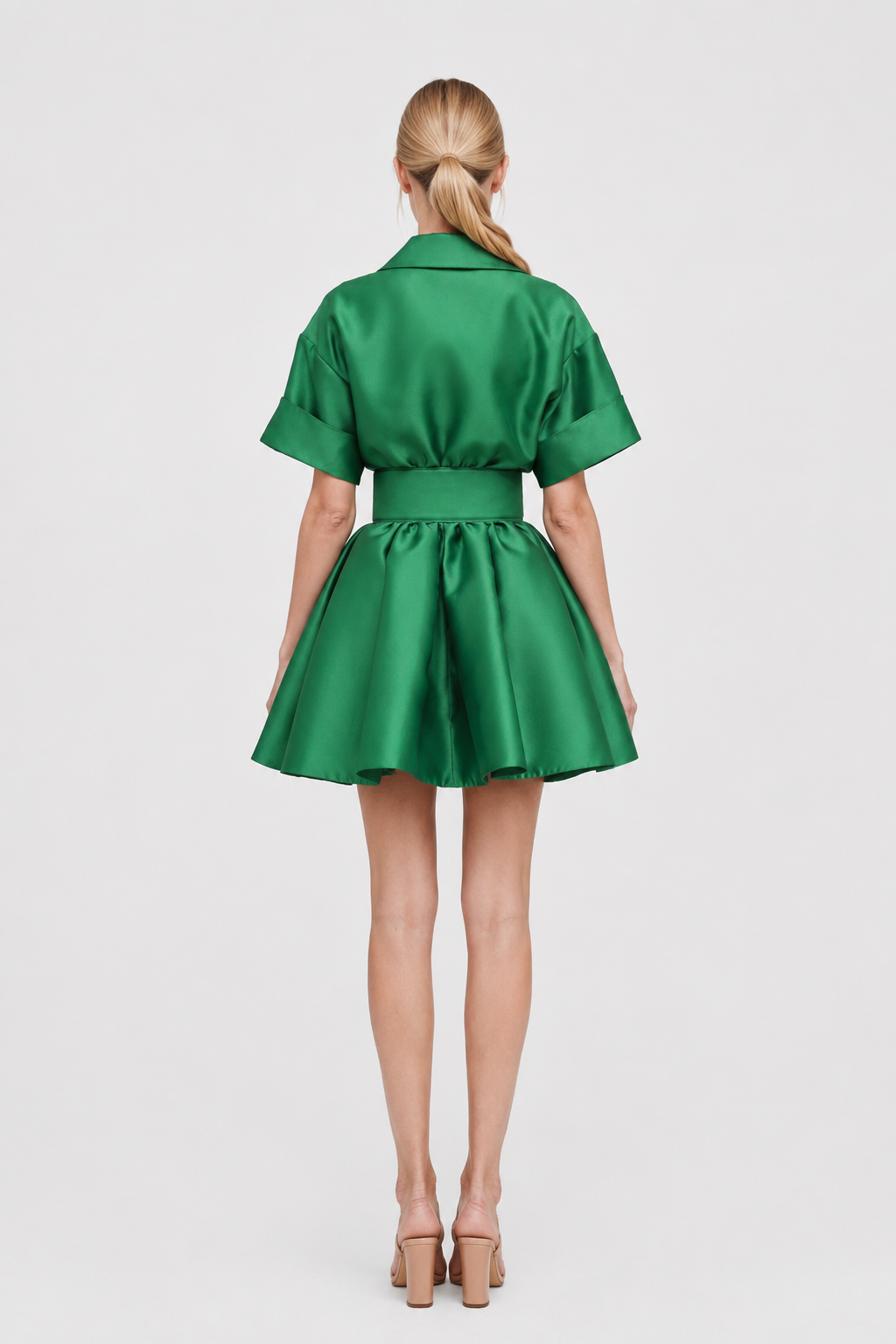 Emerald Green Mikado Mini Dress