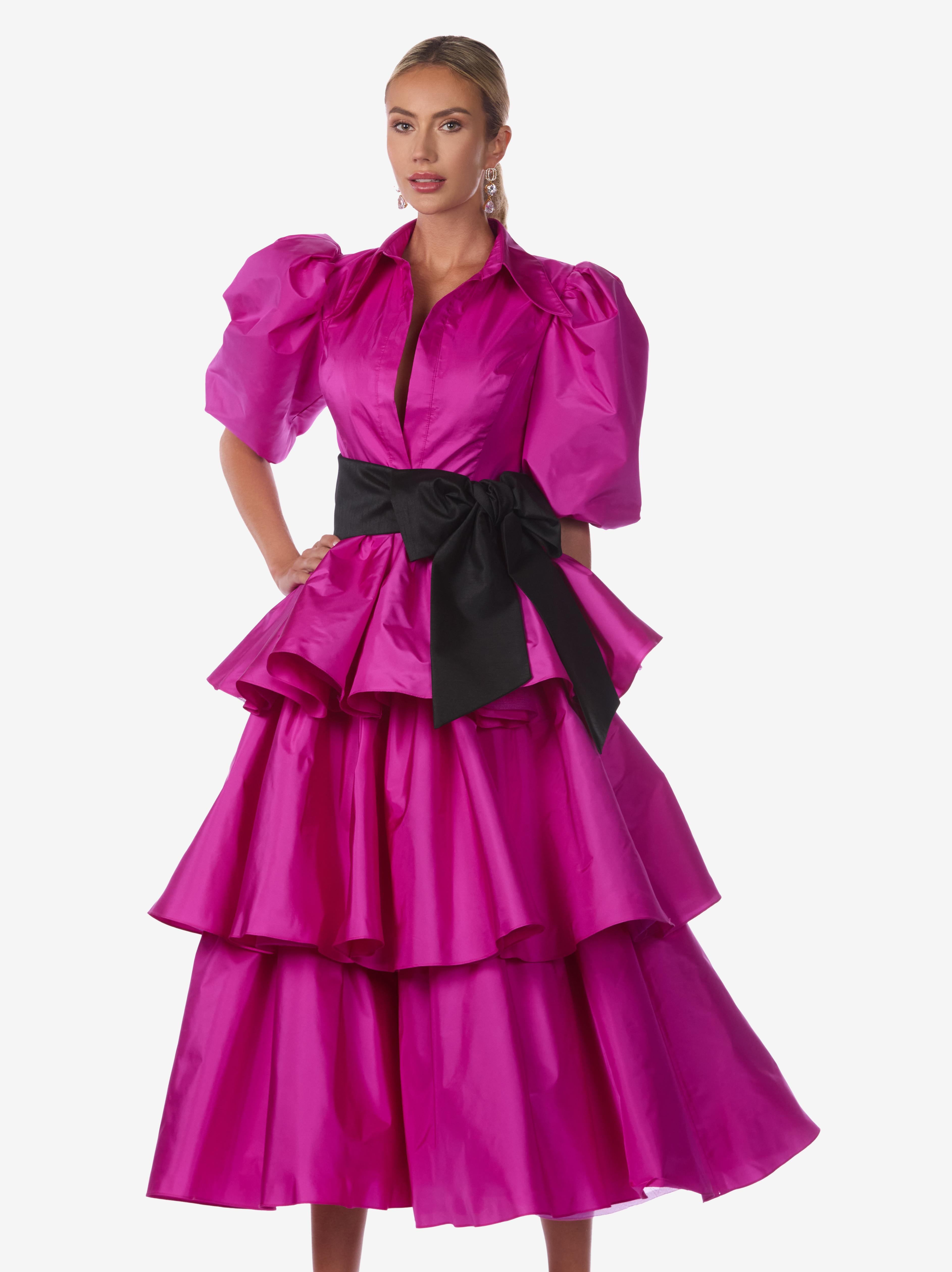 Silk Taffeta Tiered Dress