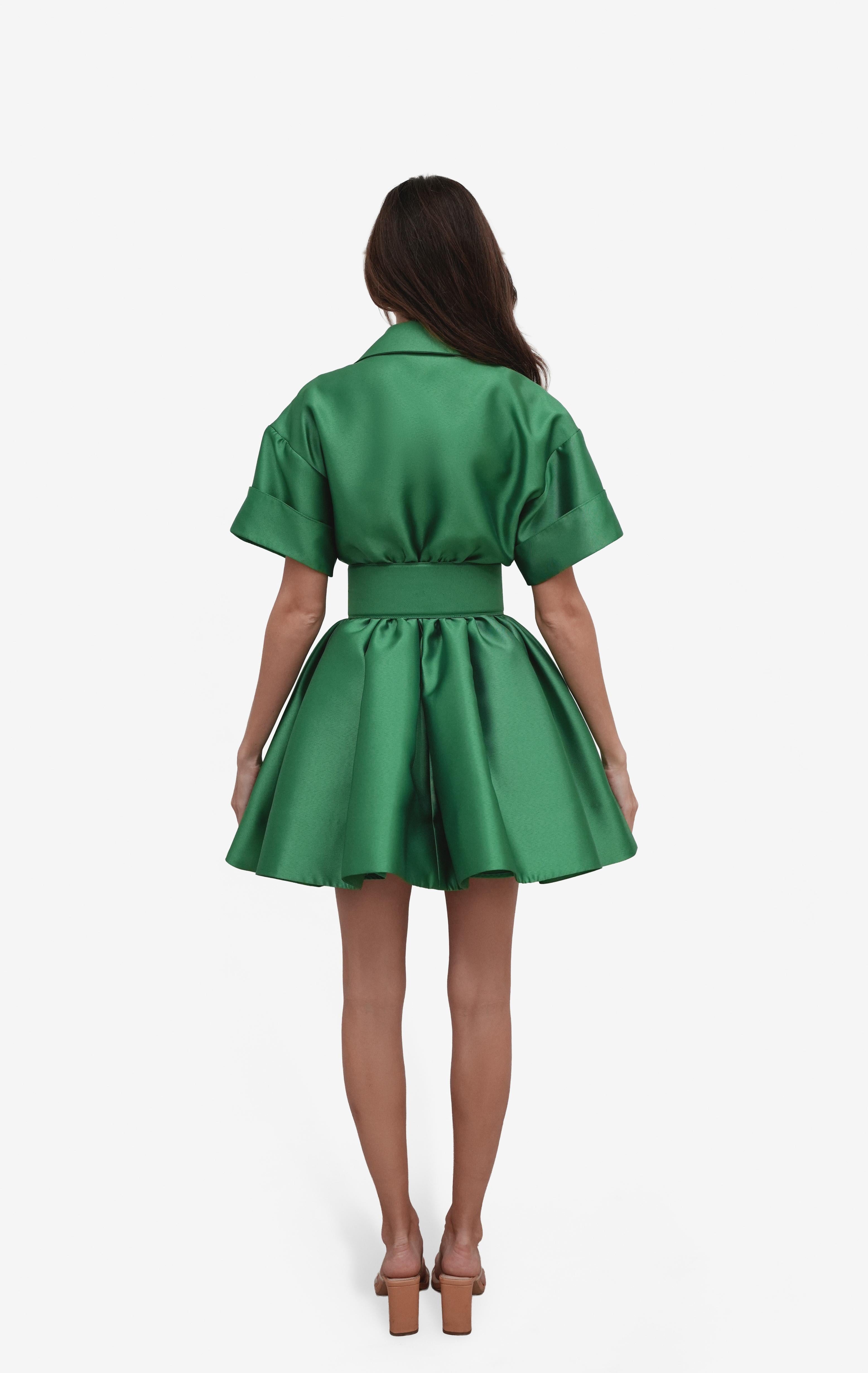 Emerald Green Mikado Mini Dress