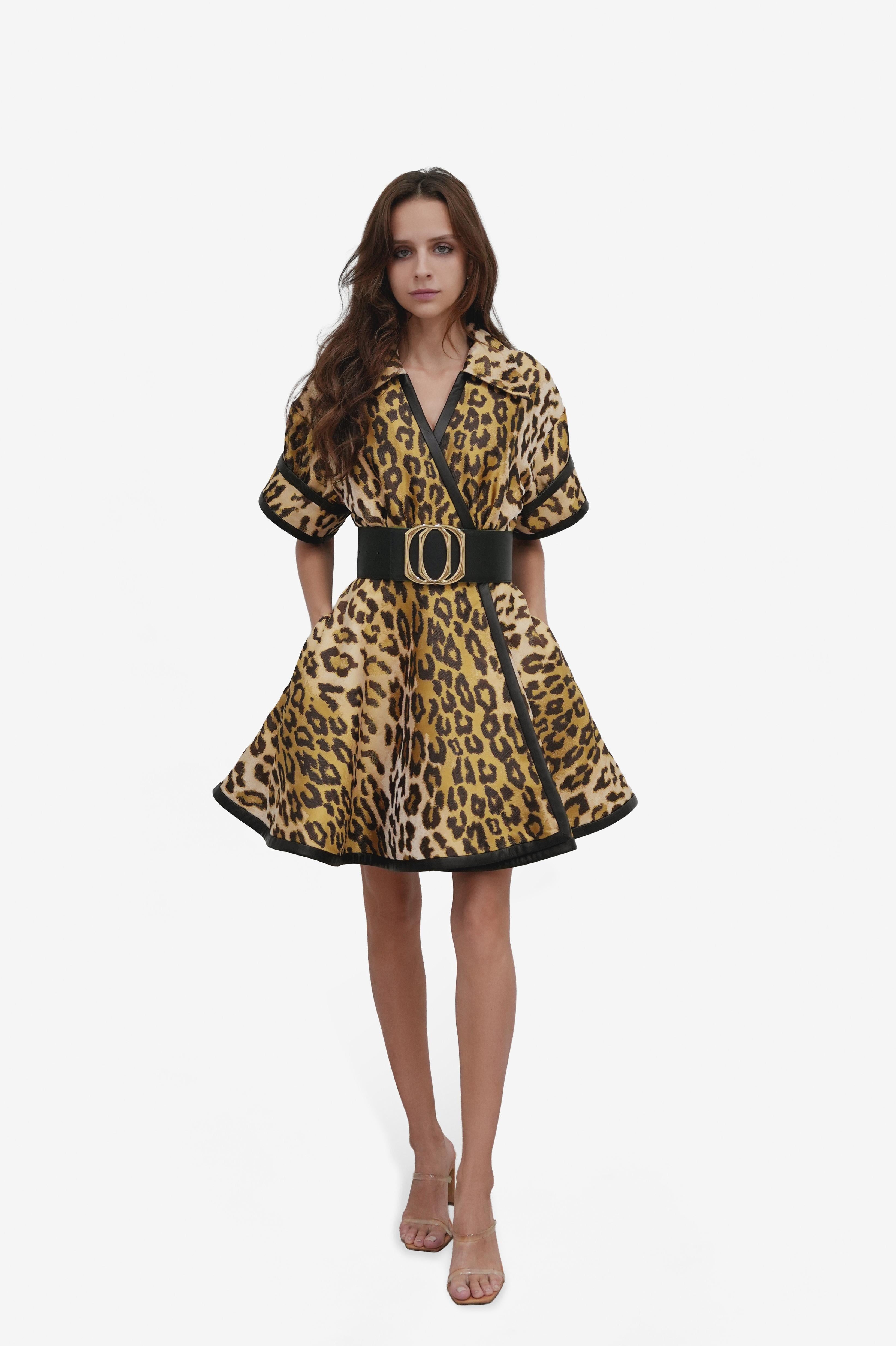 Leopard Mikado Mini Dress