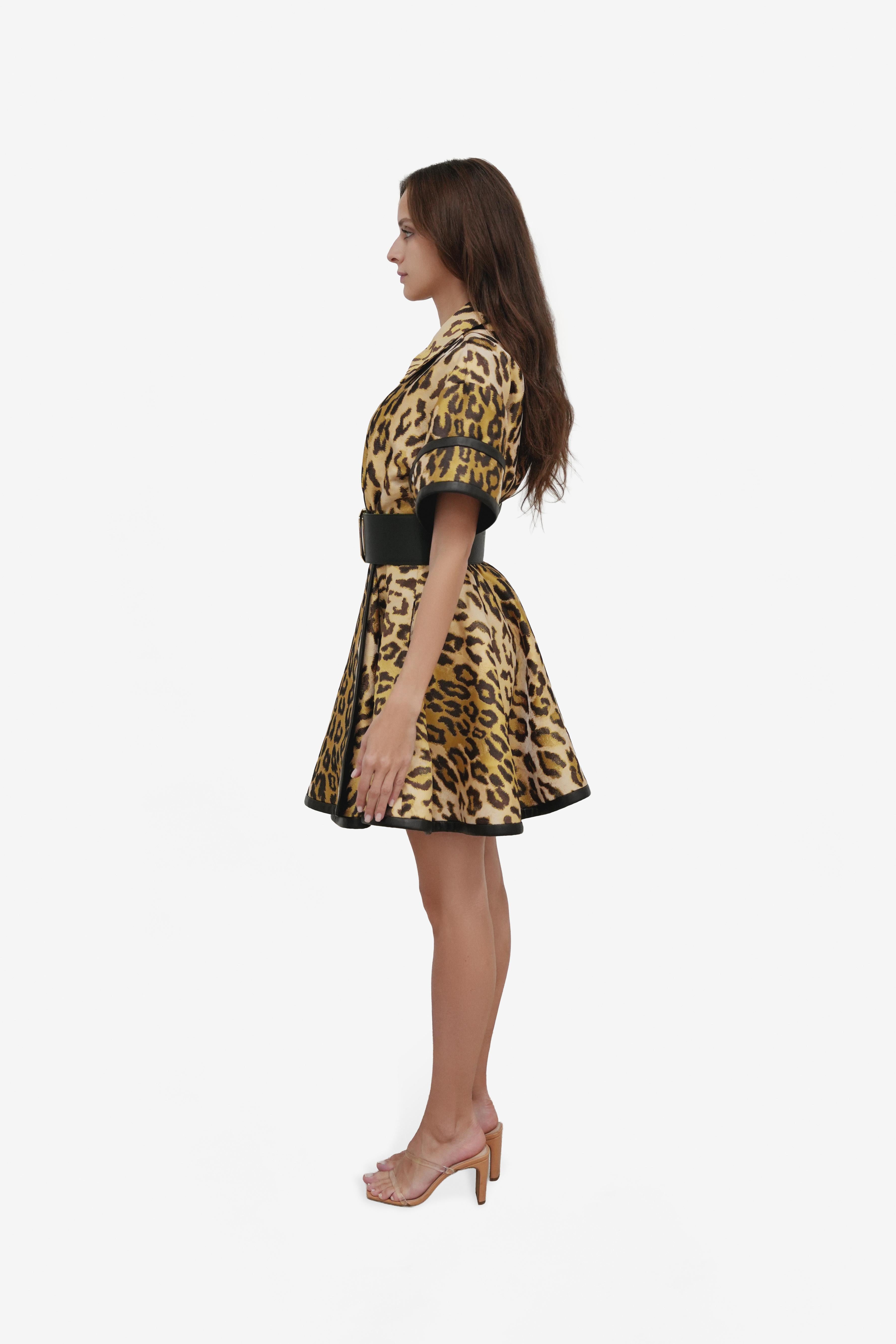 Leopard Mikado Mini Dress