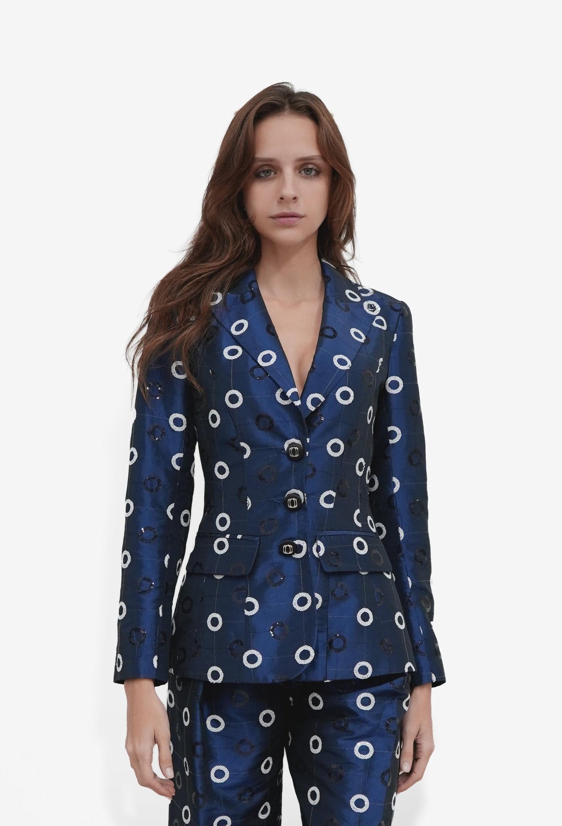 Tailored Sequin Circle Taffeta Jacket