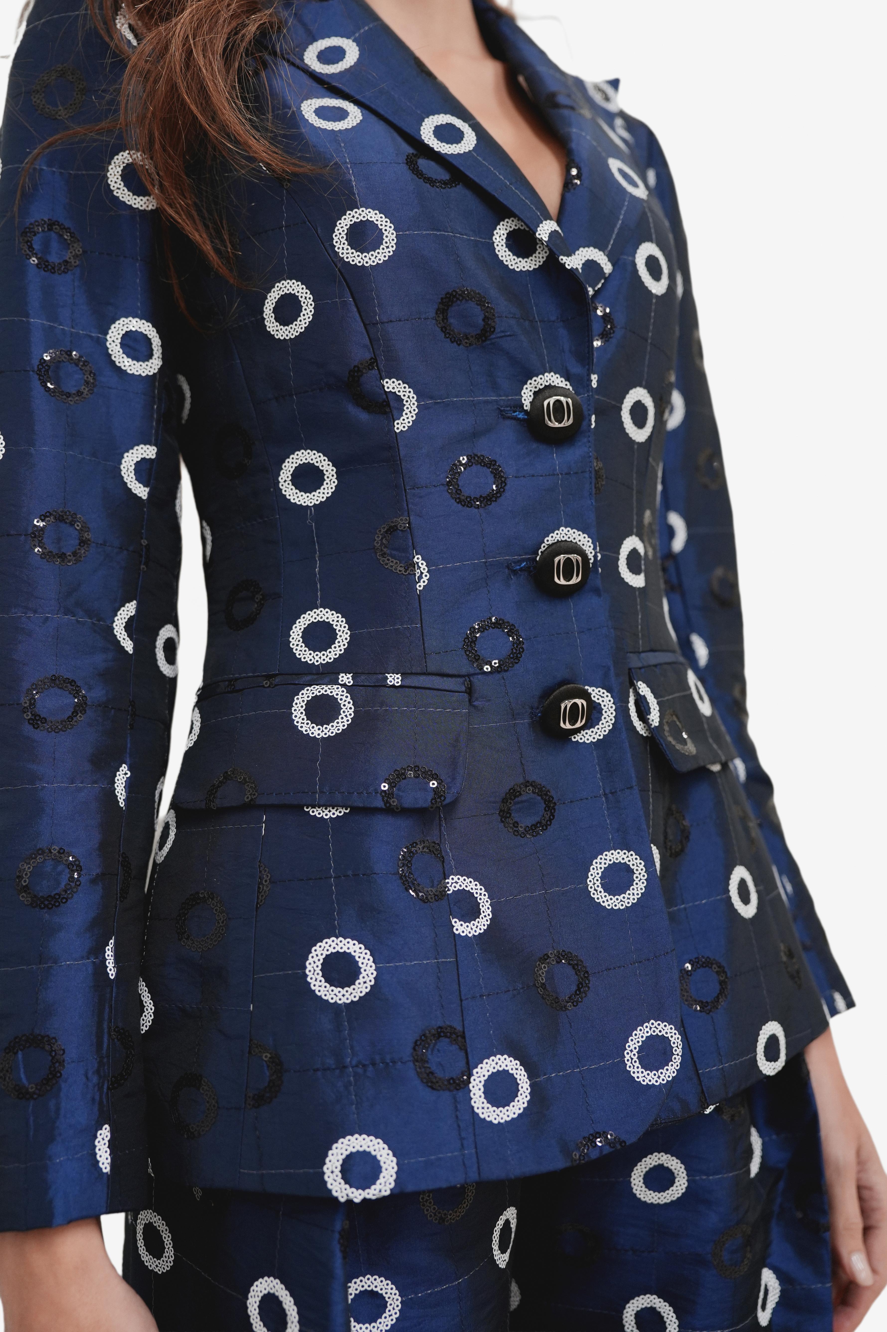 Tailored Sequin Circle Taffeta Jacket