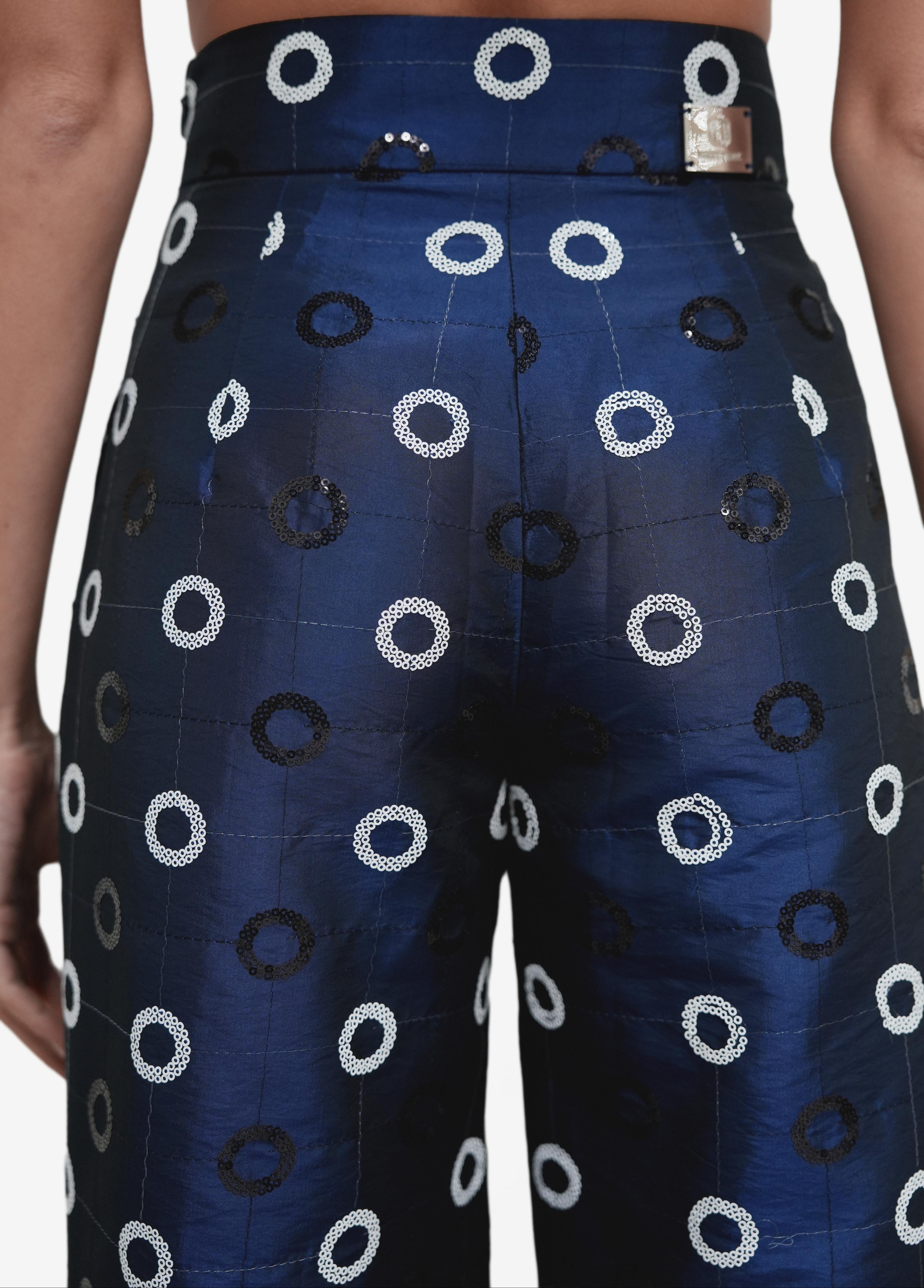 Tailored Sequin Circle Taffeta Wide-Leg Pants