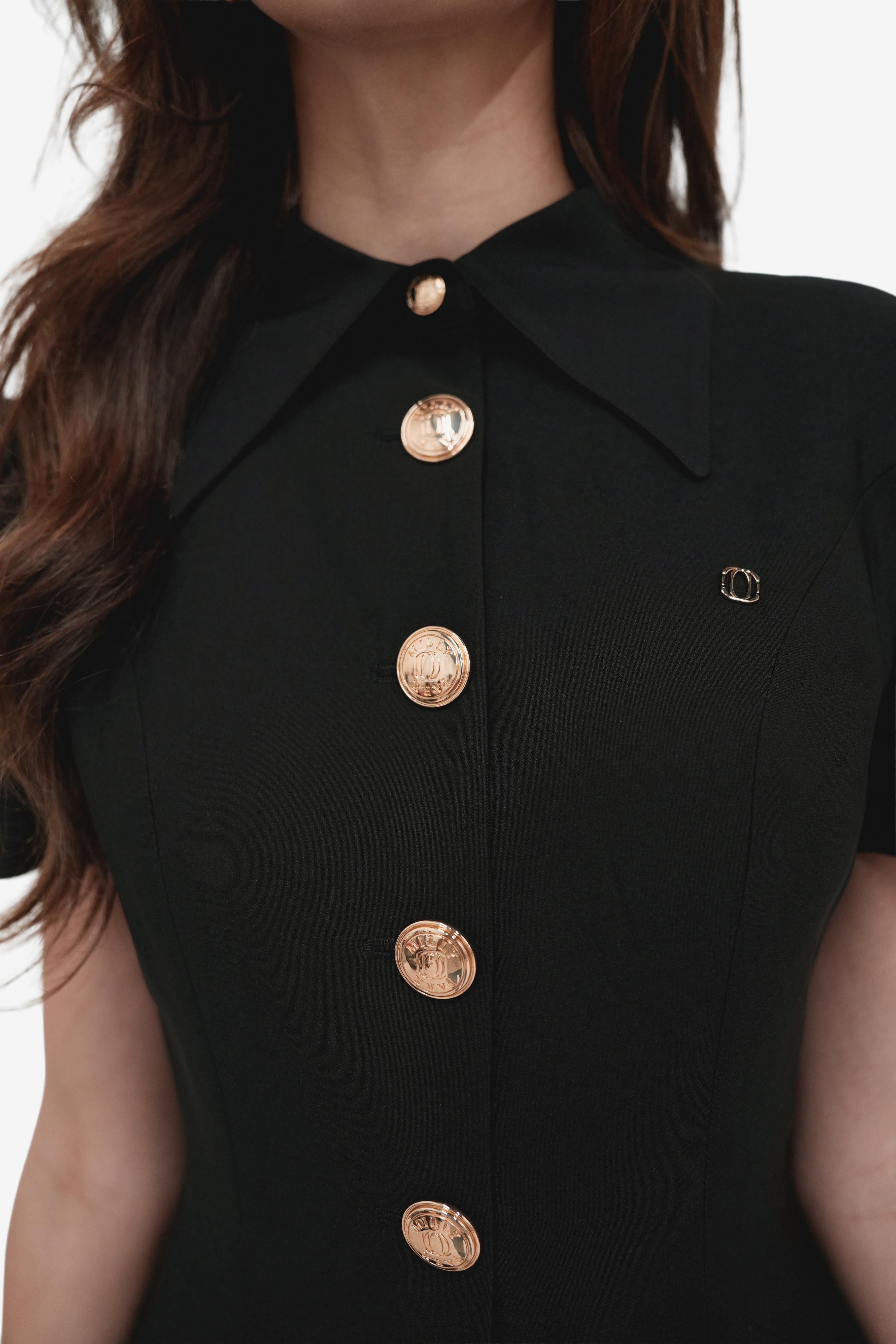 Stretch Crepe Collar Mini Dress