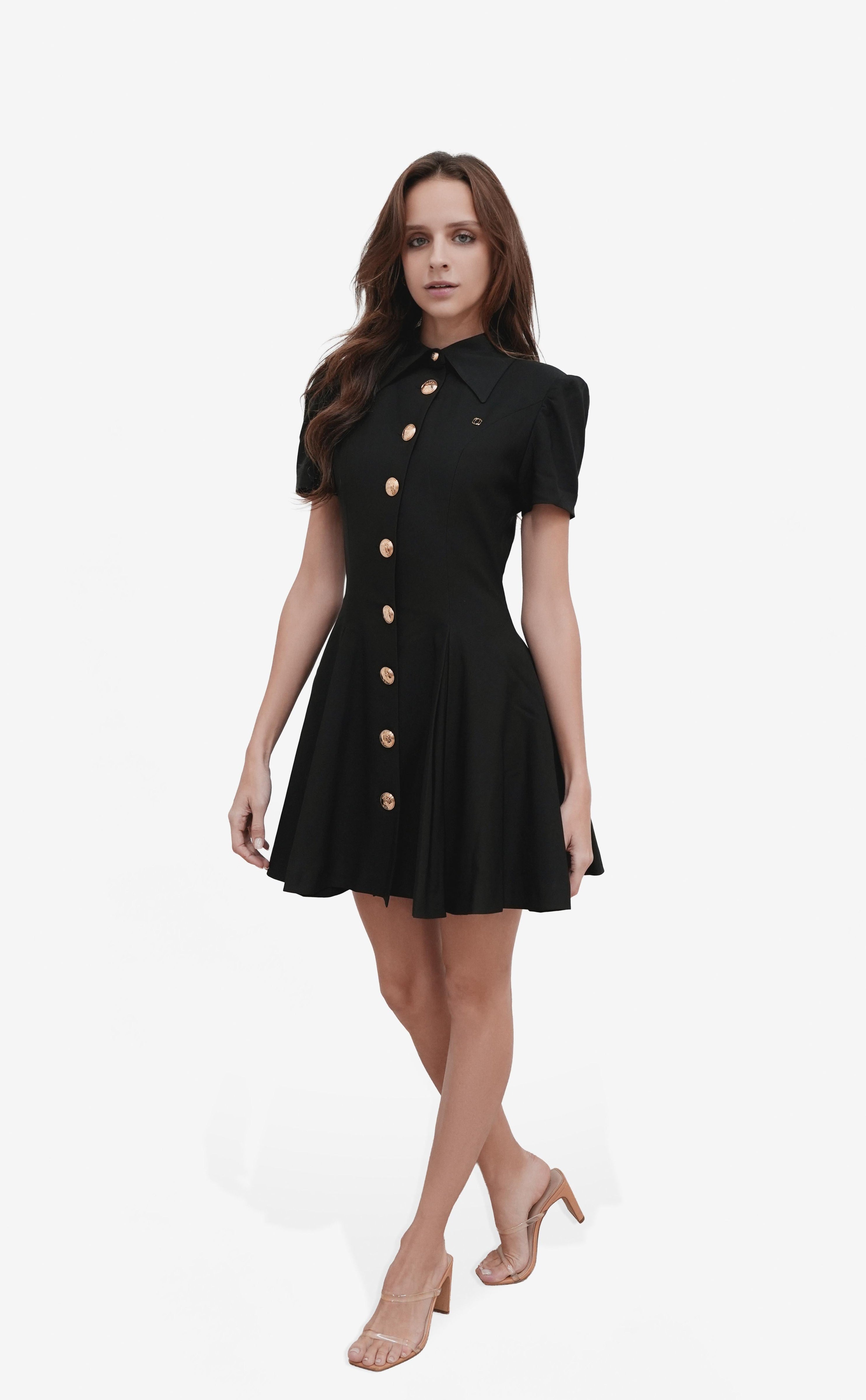 Stretch Crepe Collar Mini Dress