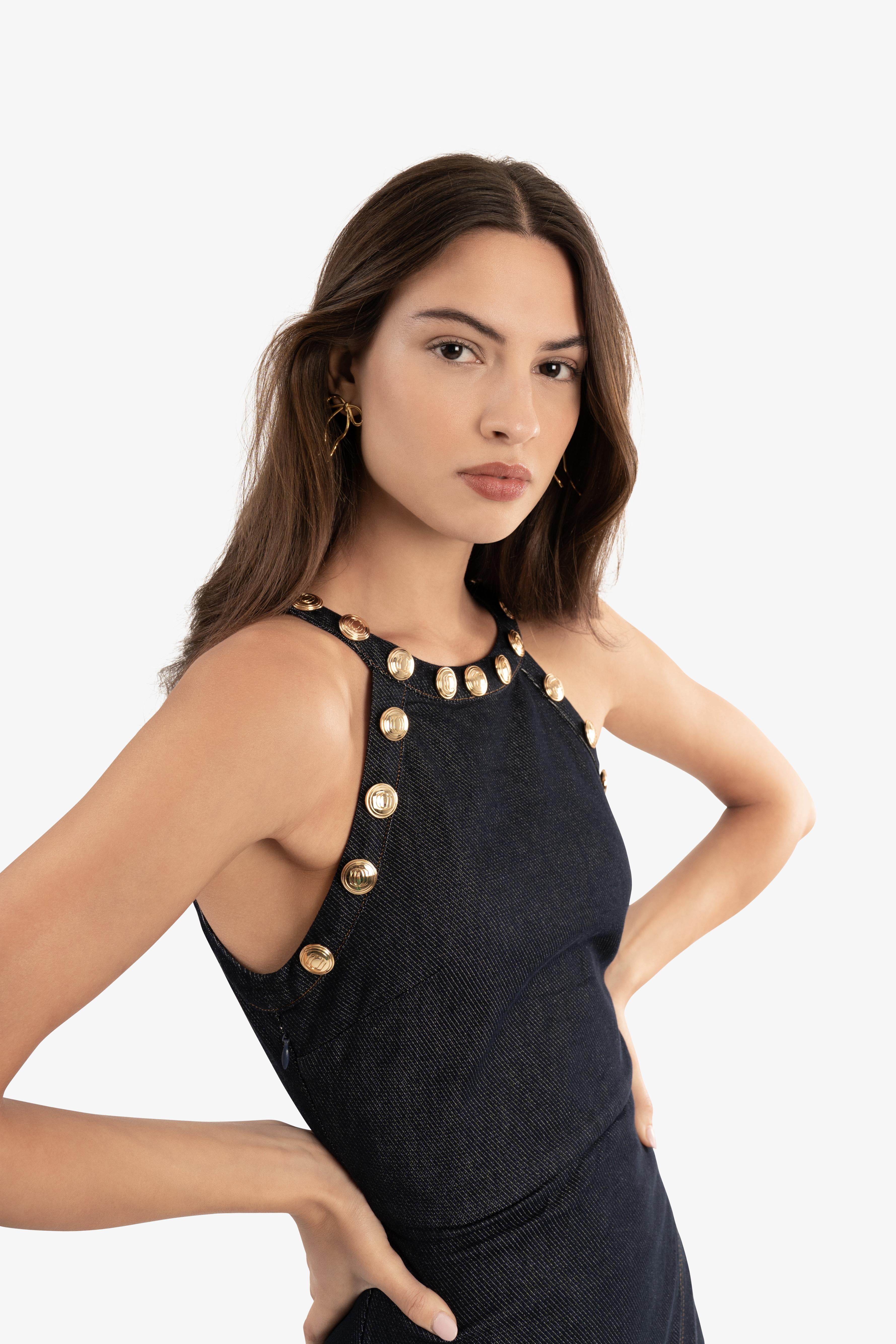 Halter knit full skirt midi dress