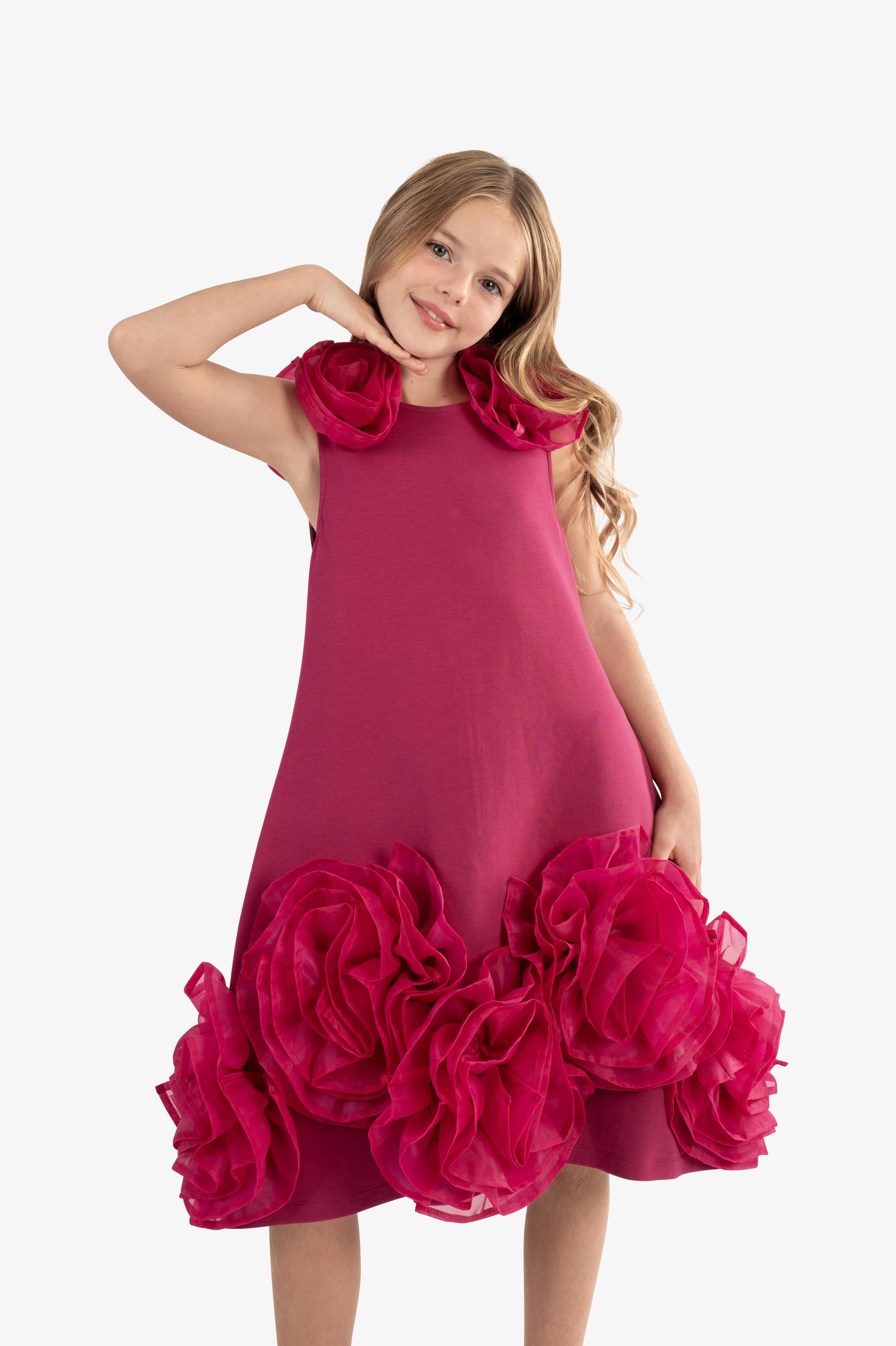 Organza ruffled flower dress