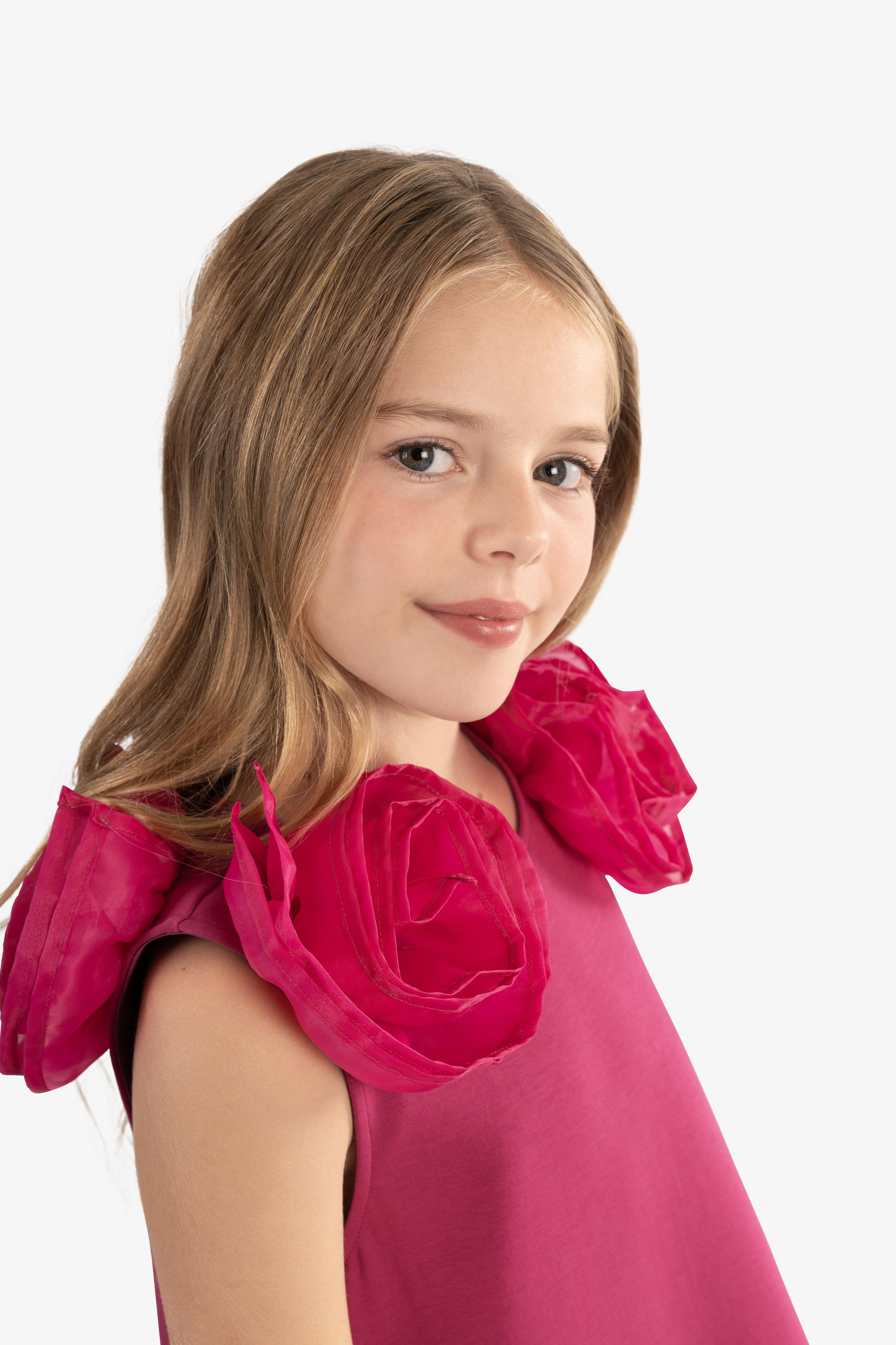 Organza ruffled flower dress