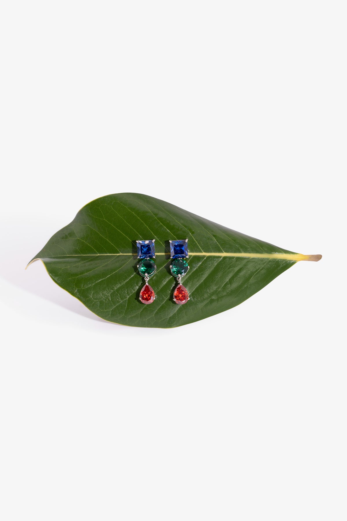 Tri-Color Crystals Drop Earrings
