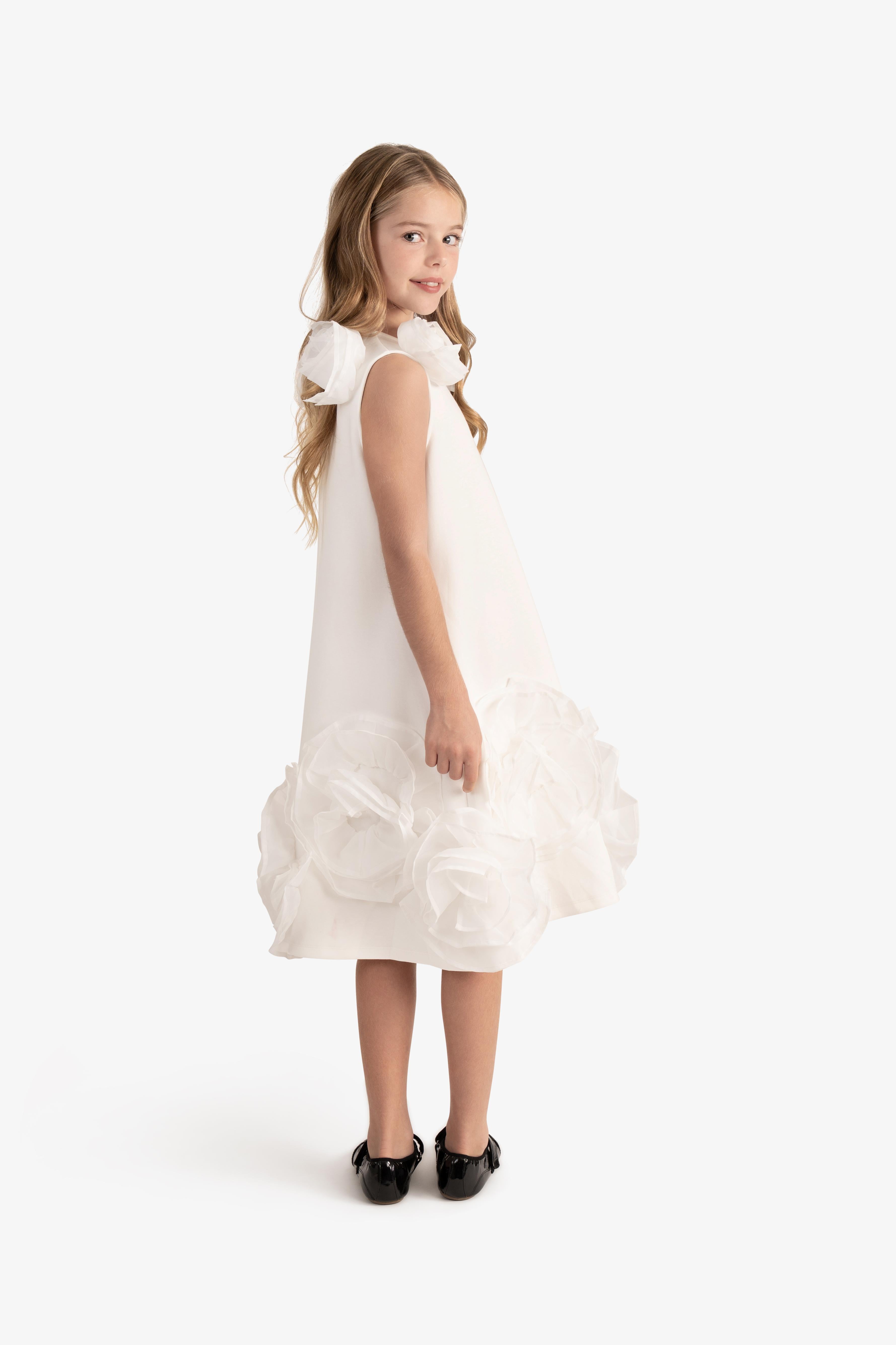 Organza ruffled flower dress