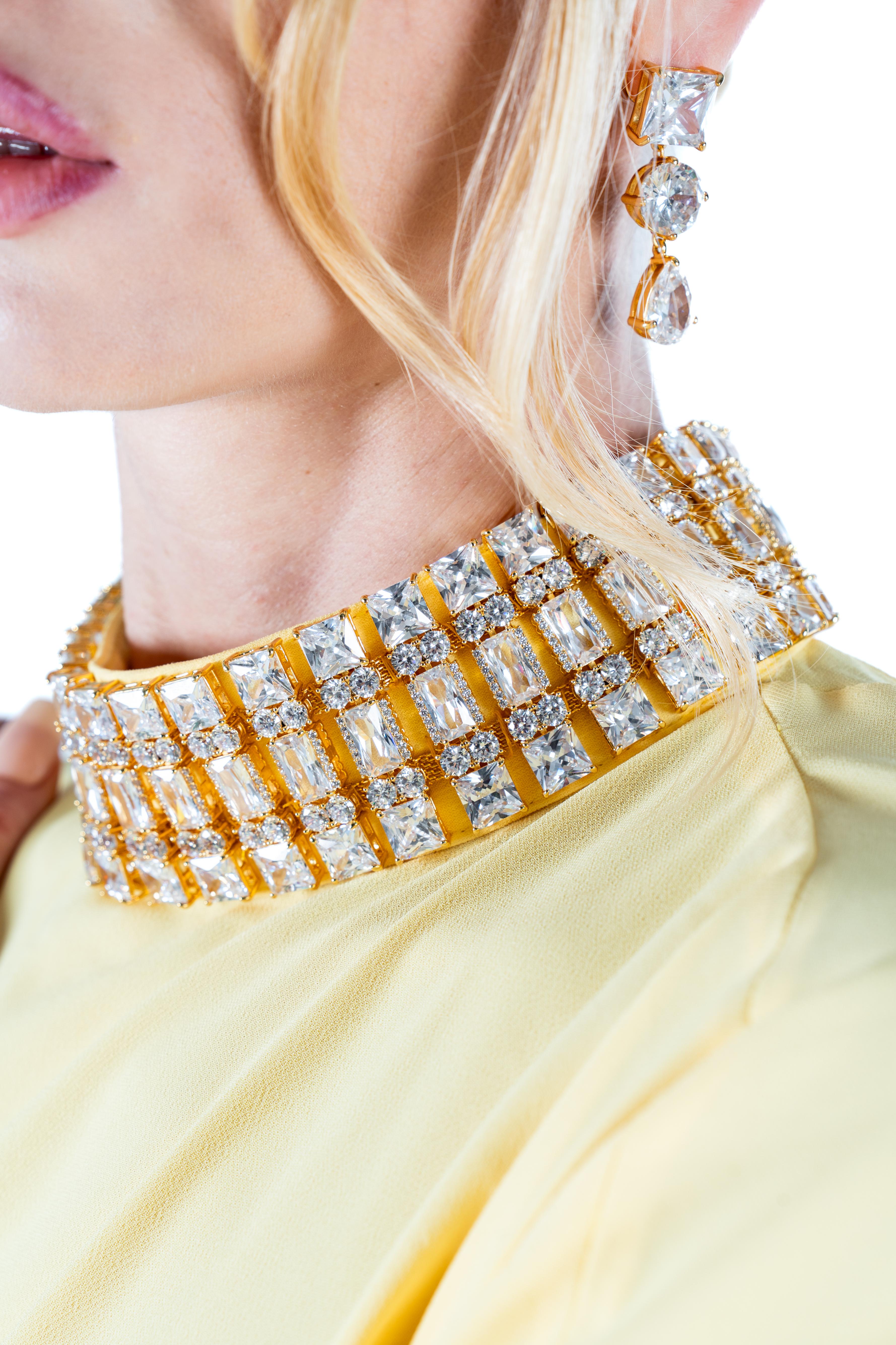 Jeweled Neck Crepe Caftan