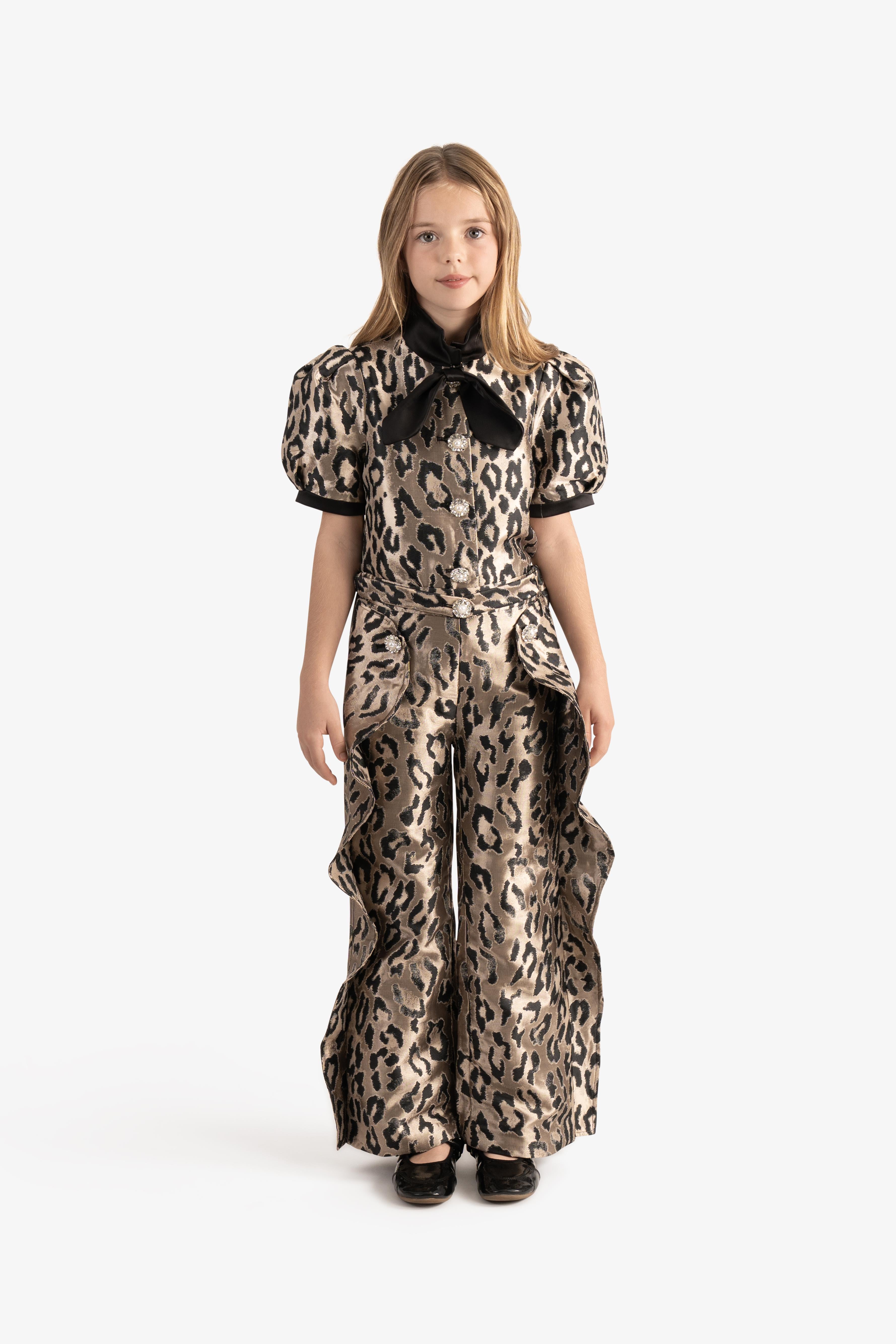 Metallic Leopard jacquard Blouse