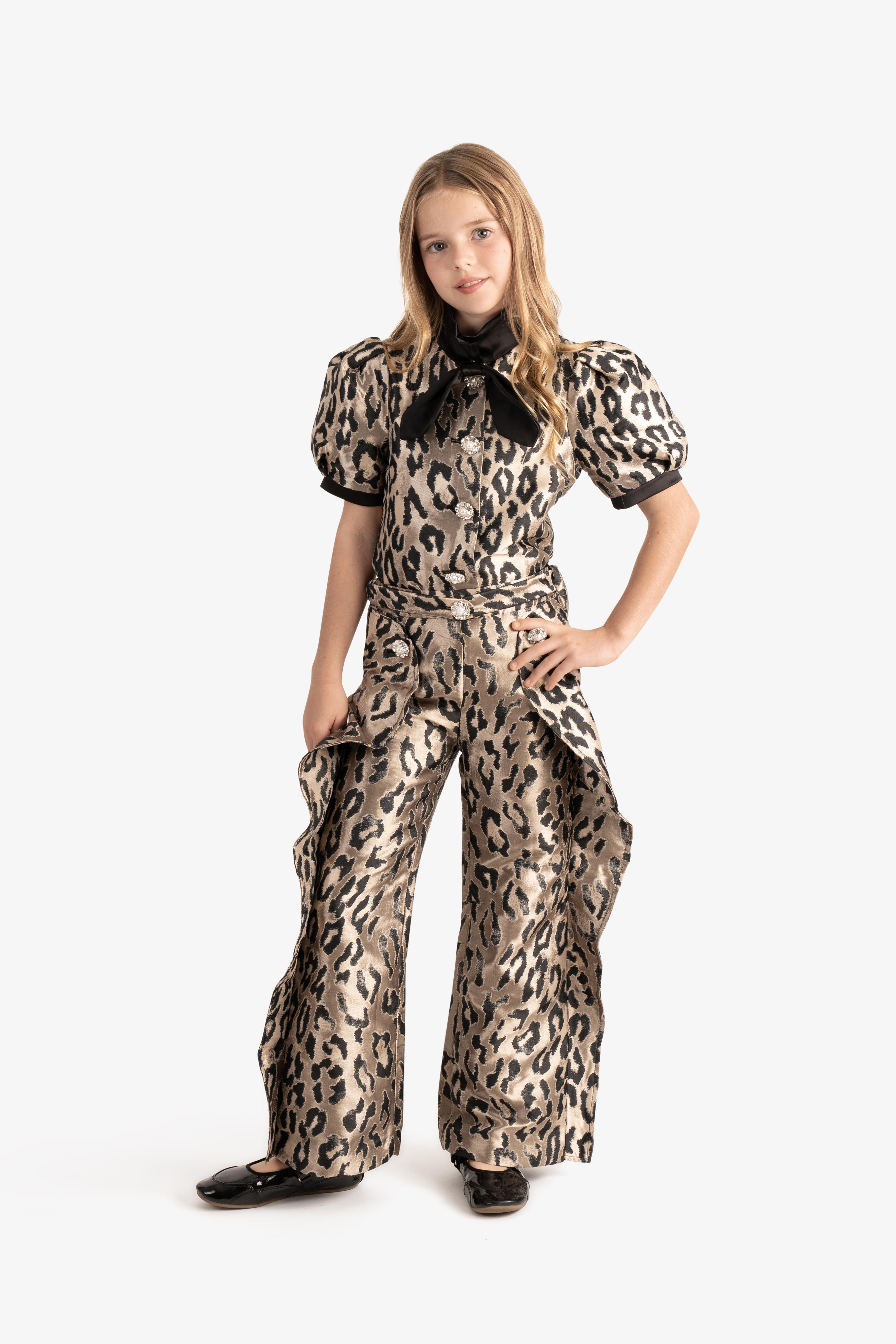 Metallic Leopard jacquard Pants