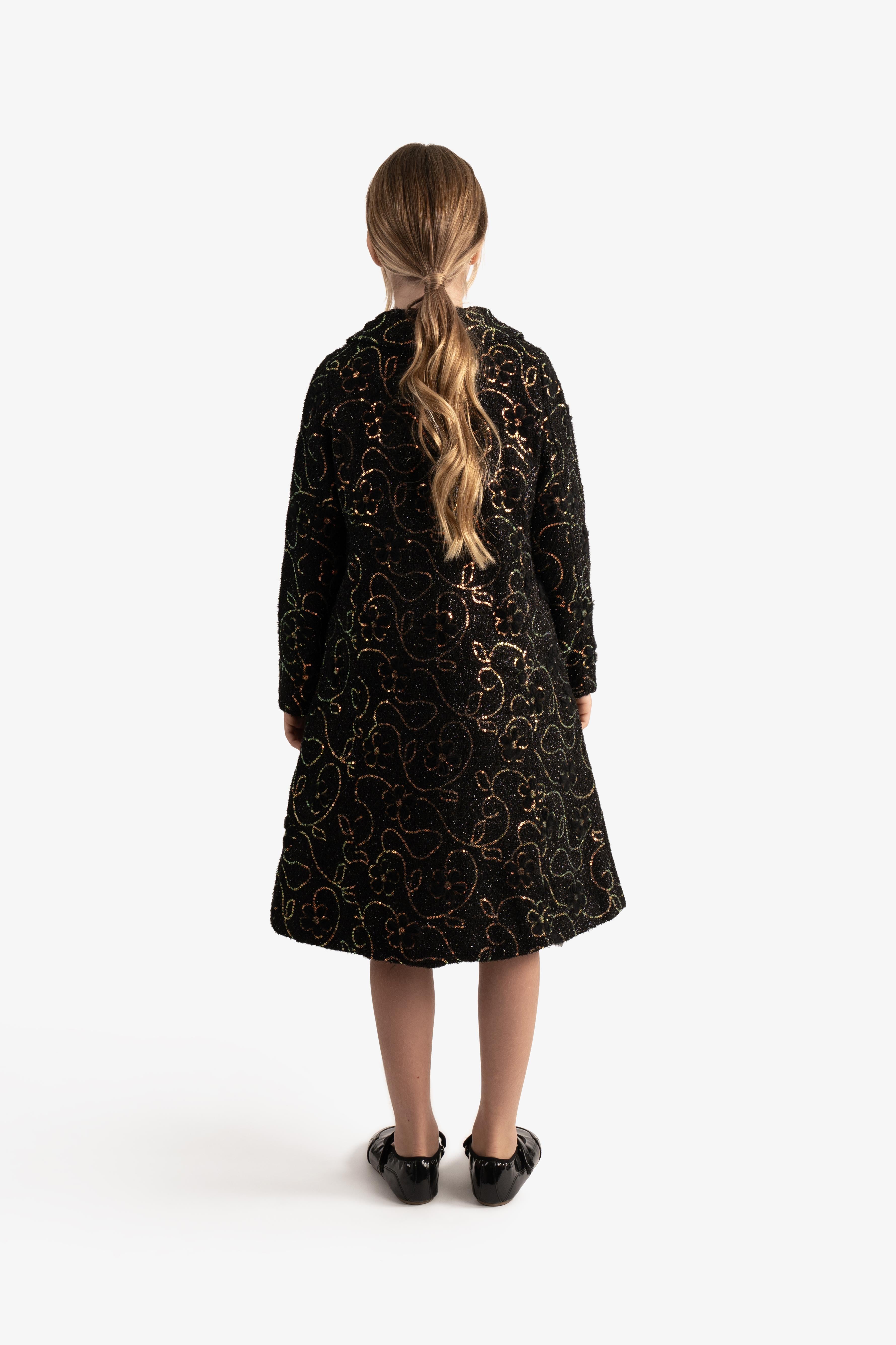Sequin Floral embroidered Bouclé Coat