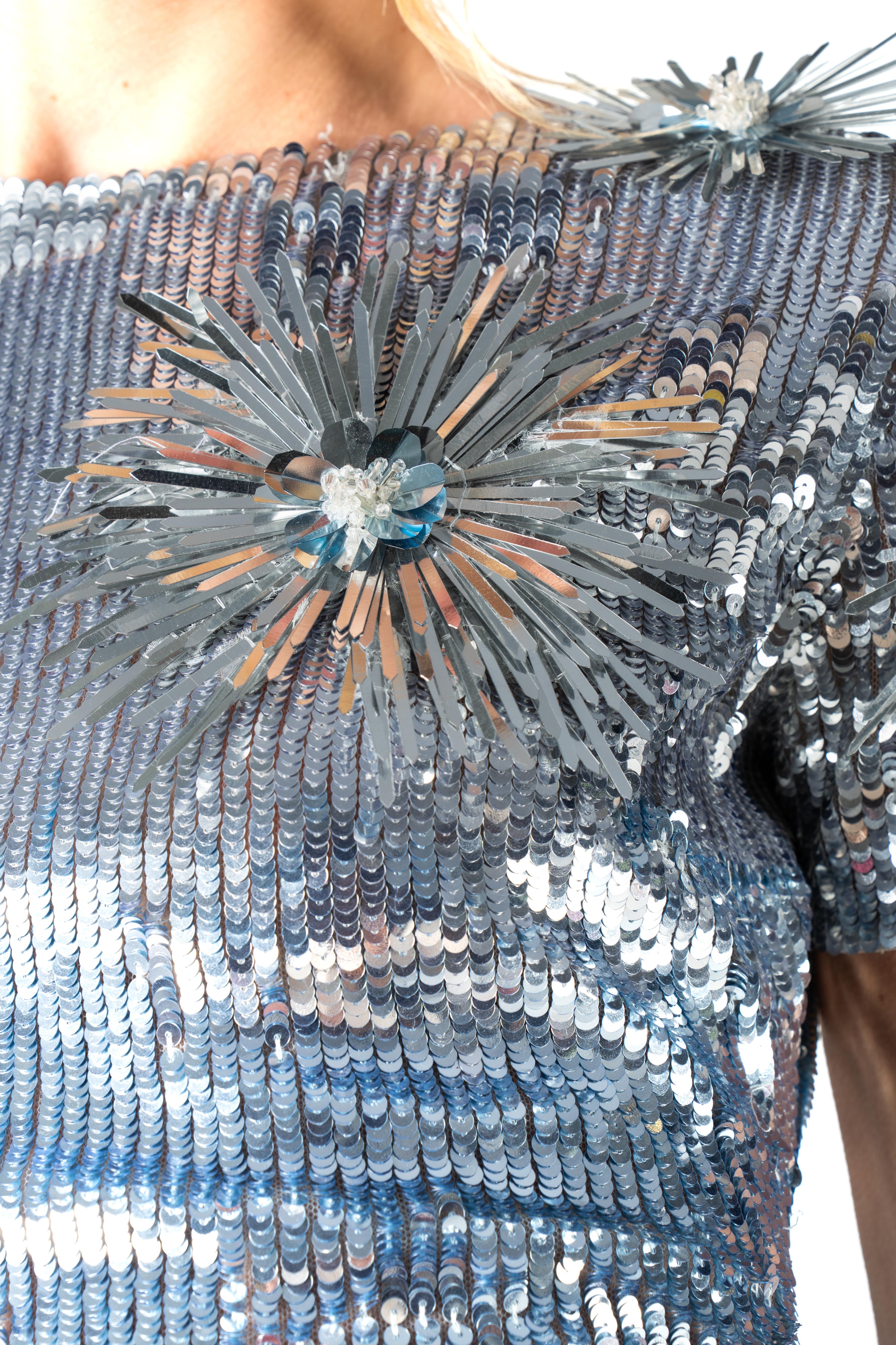 Metallic 3D Floral Ombré Sequin Dress