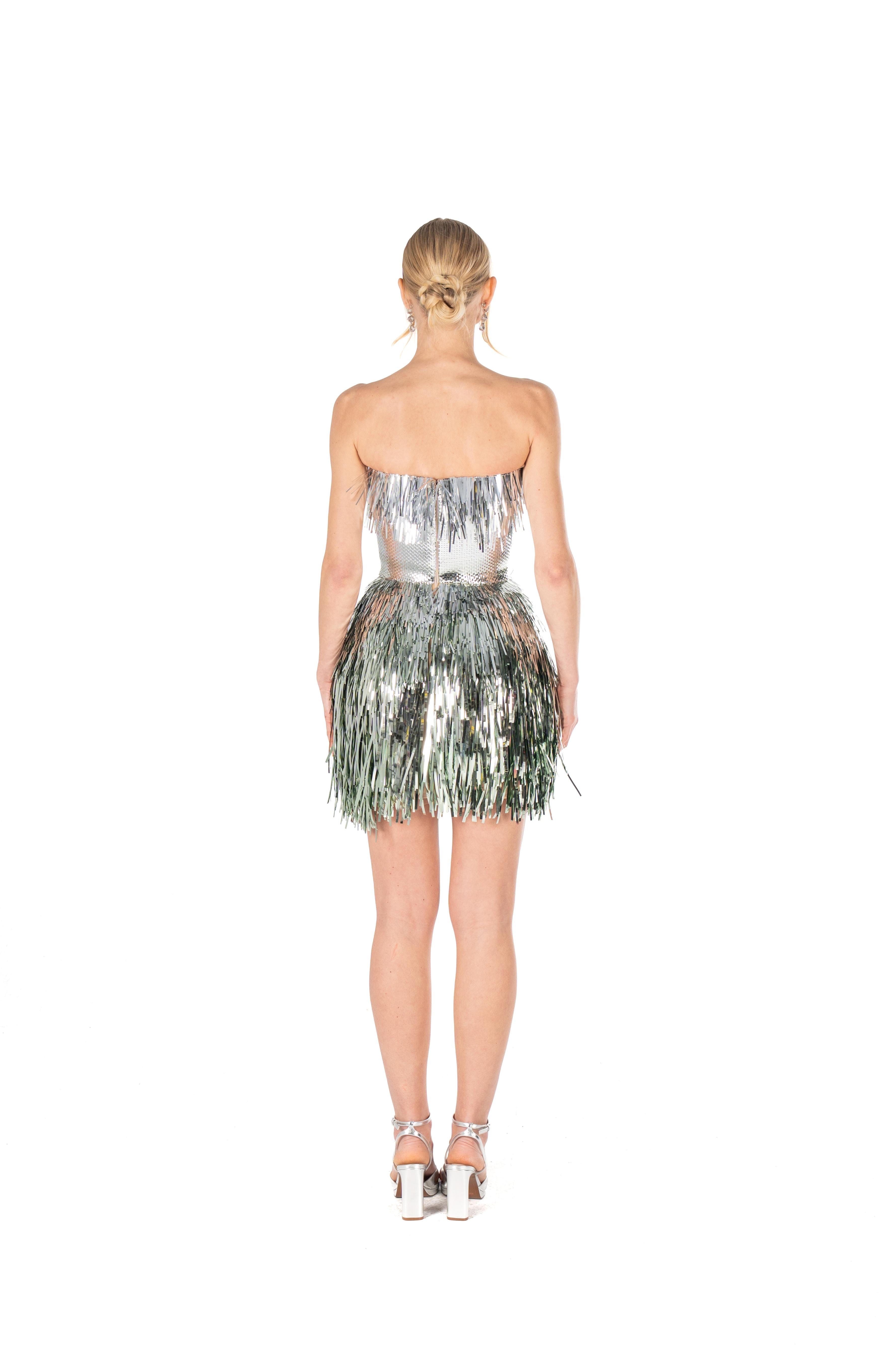Metallic Fringe Ombré Mini Dress