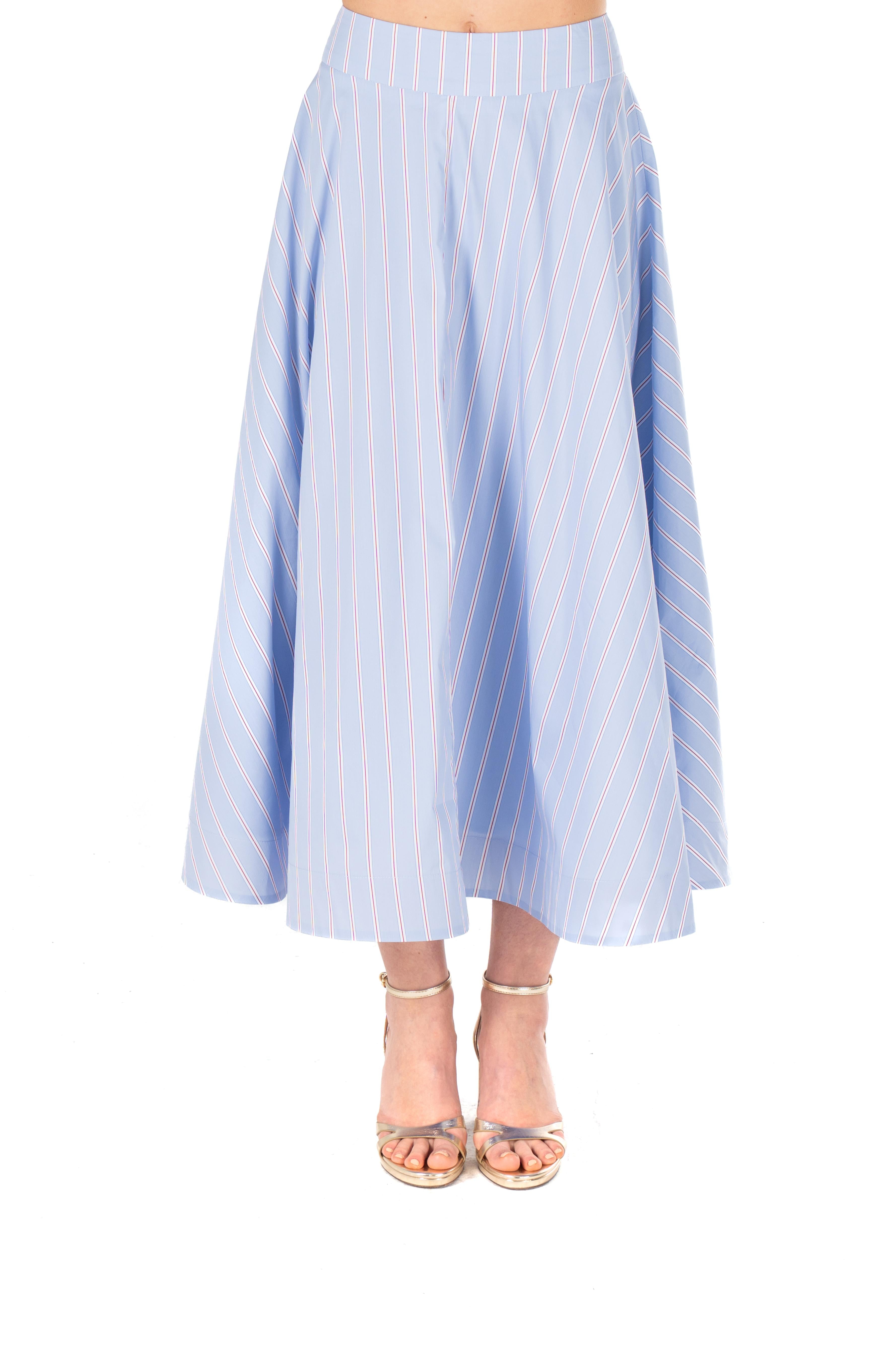 Light blue striped skirt on a white background