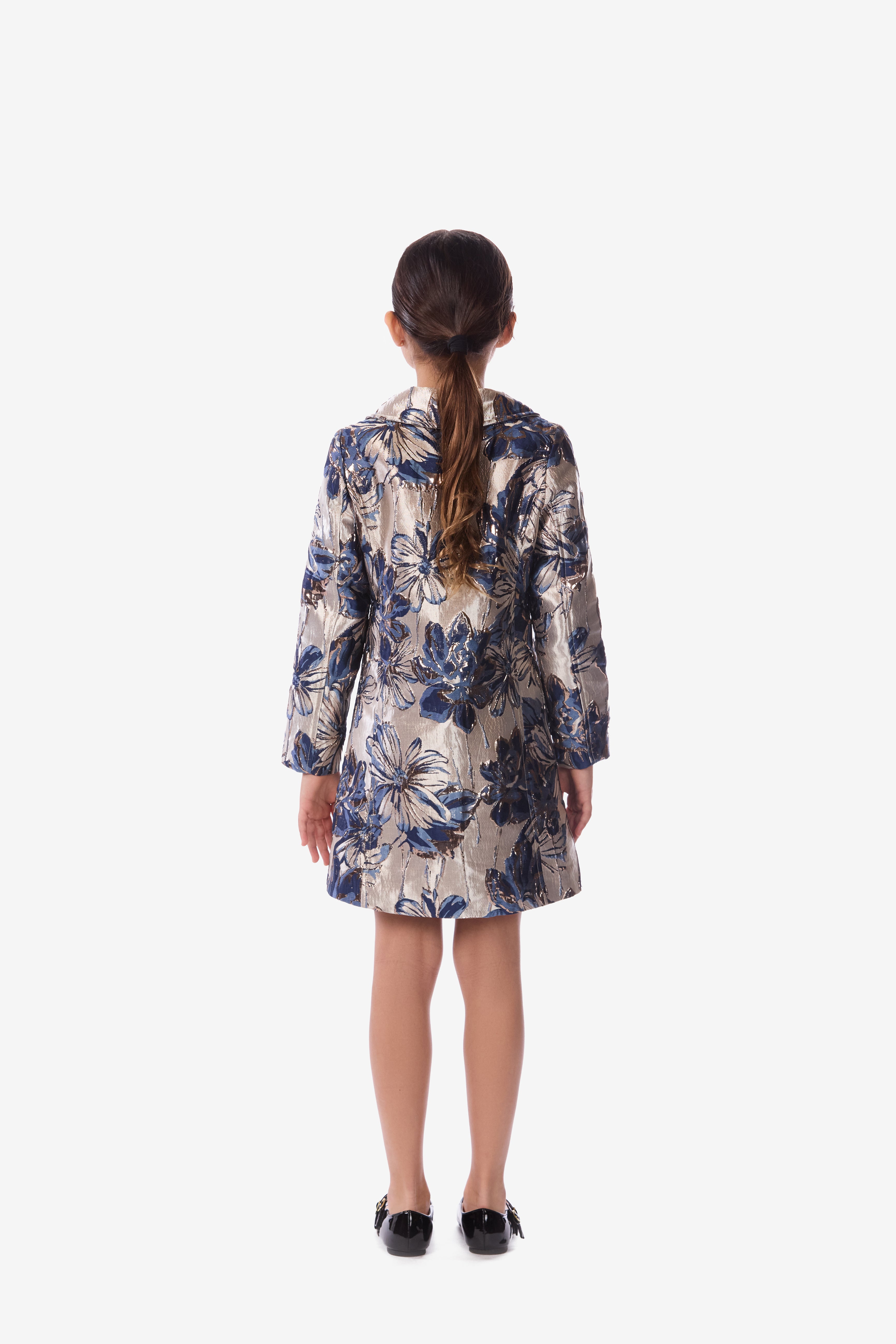 Metallic Floral Jacquard Coat dress