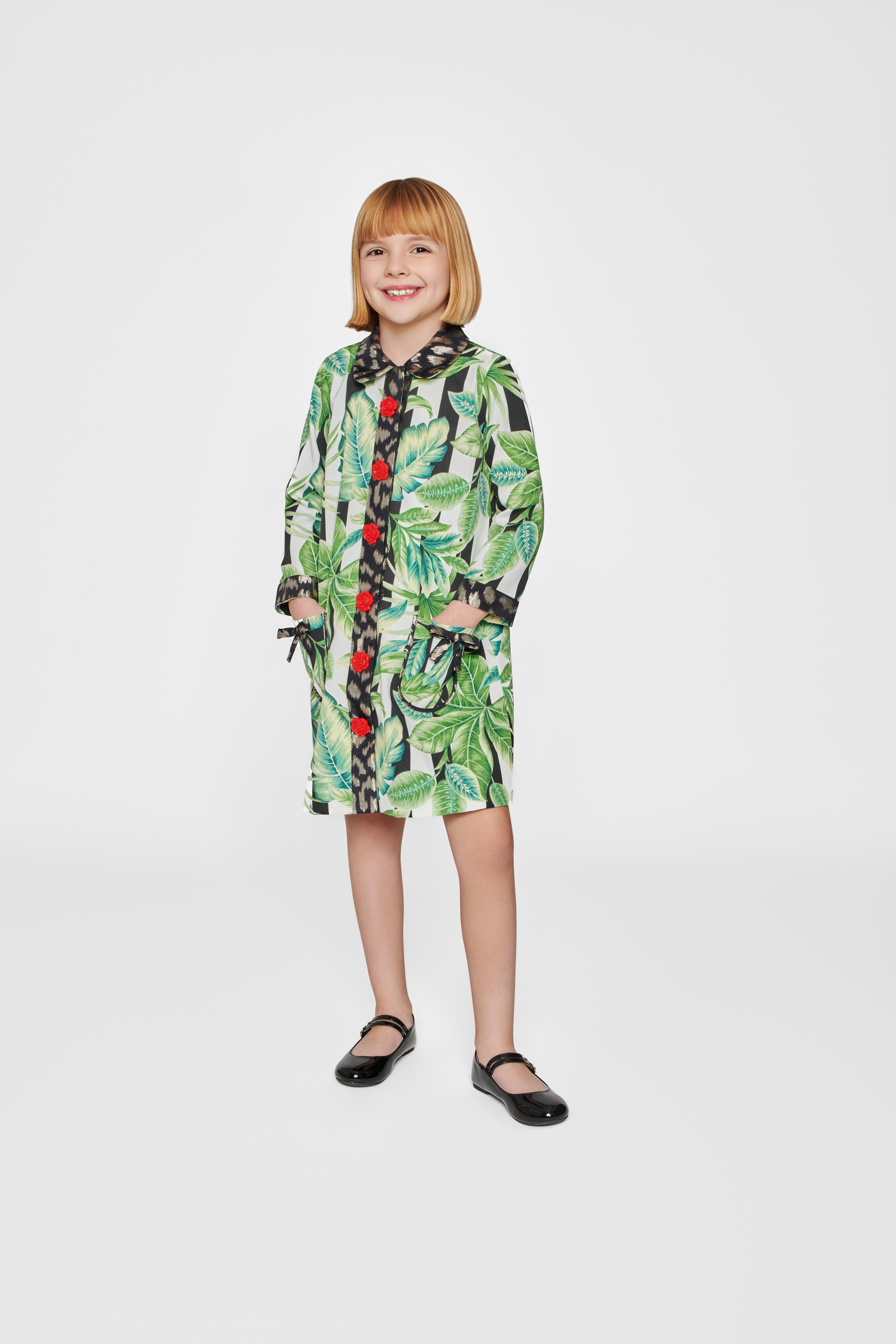 Abstract Tropical Coat Dress
