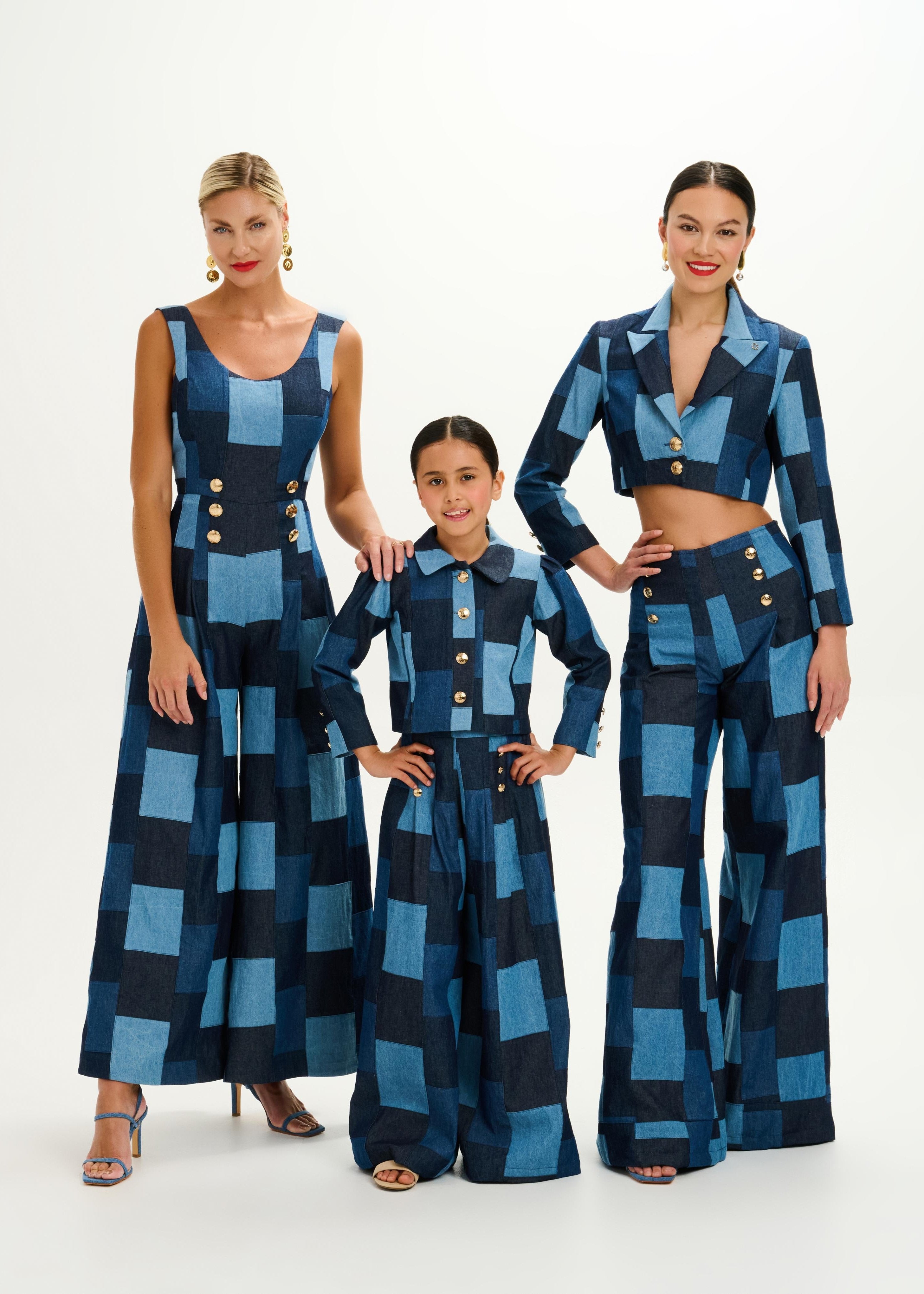 Patchwork Denim High-waisted Wide-Leg Pants