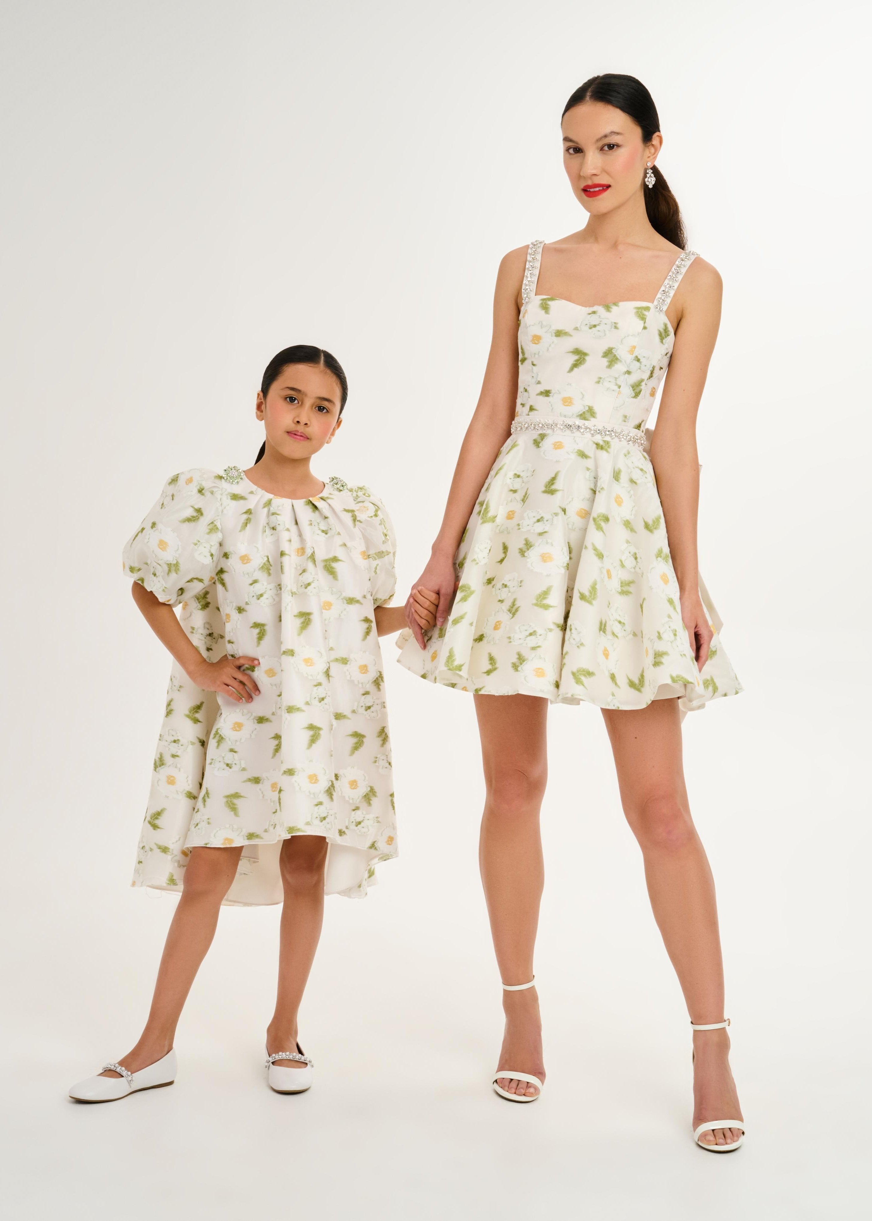 Embroidered Daisy Flower Organza Dress