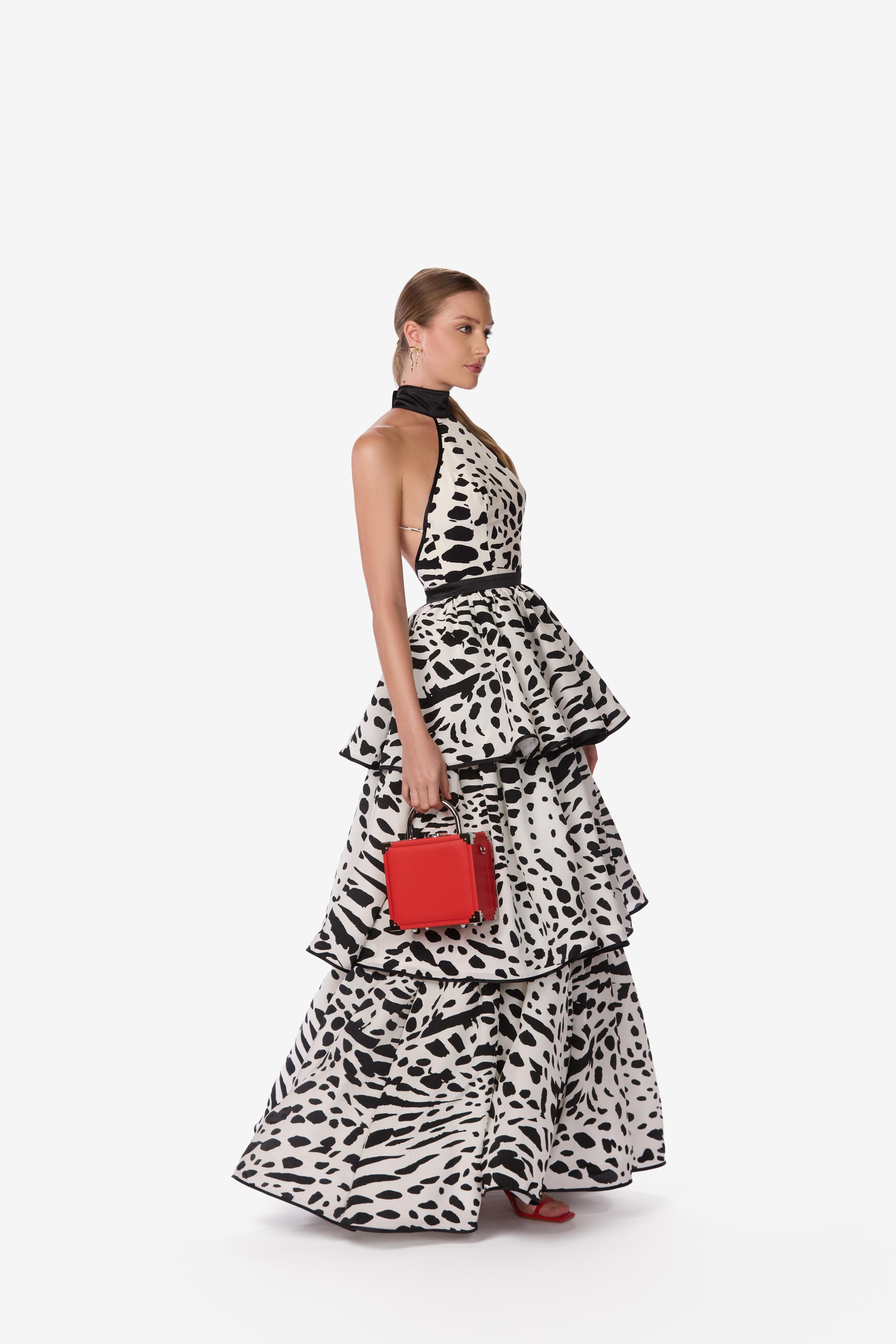 MILLY_PARK-Silk_Crepe_de _Chine_Zebra_Halter_Gown_front_angle