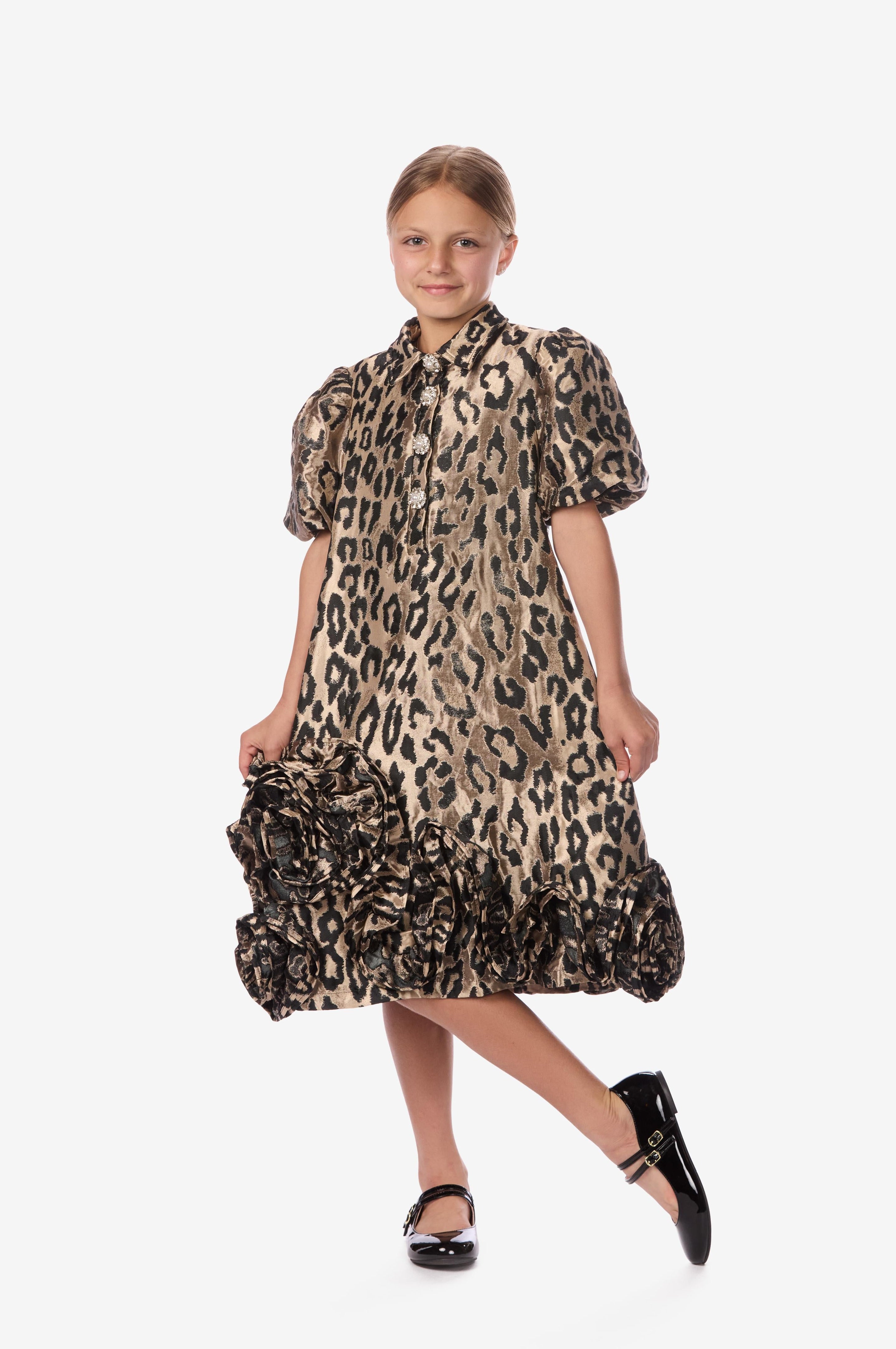 Metallic Leopard Jacquard Dress