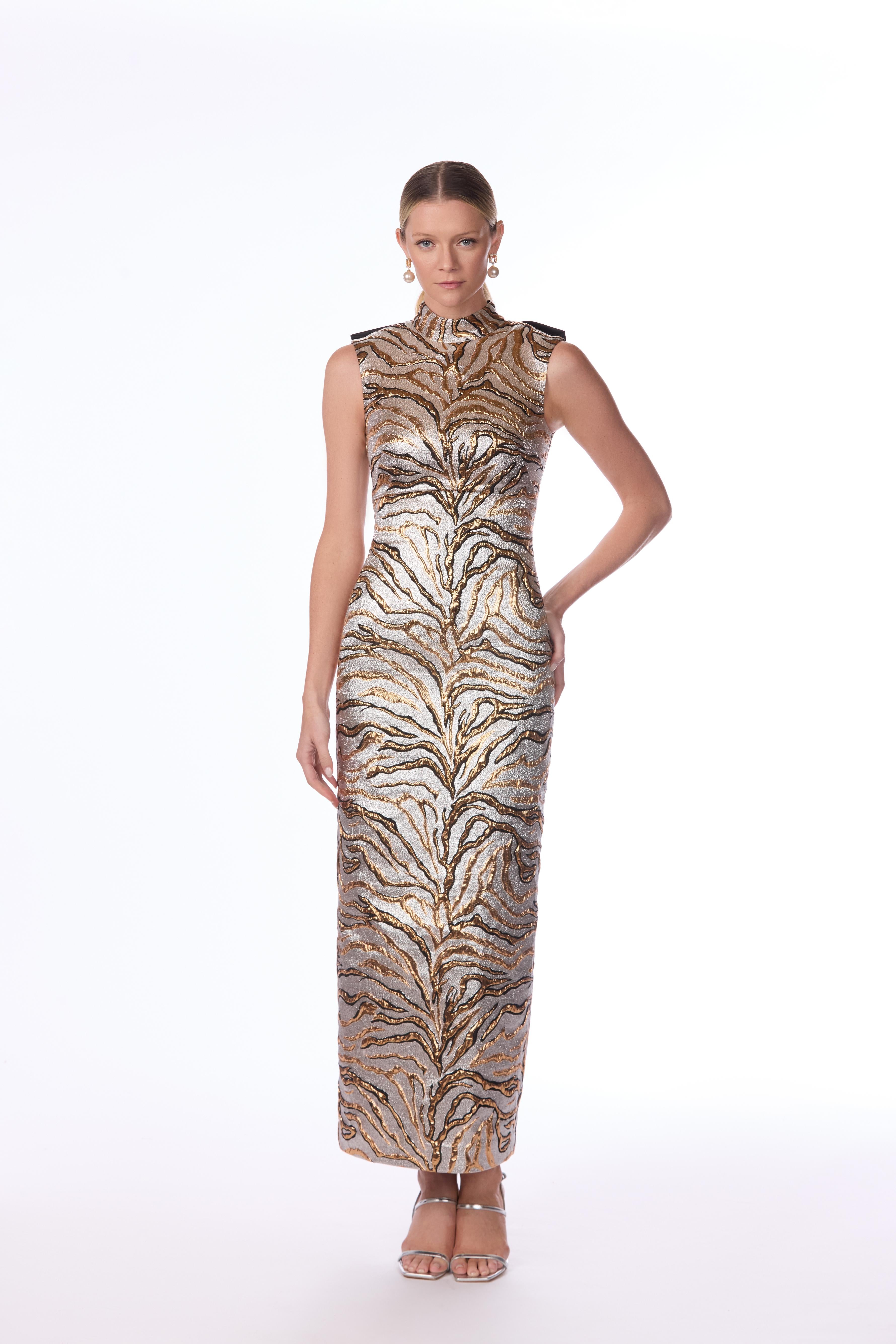 Tailored Metallic Zebra Dress