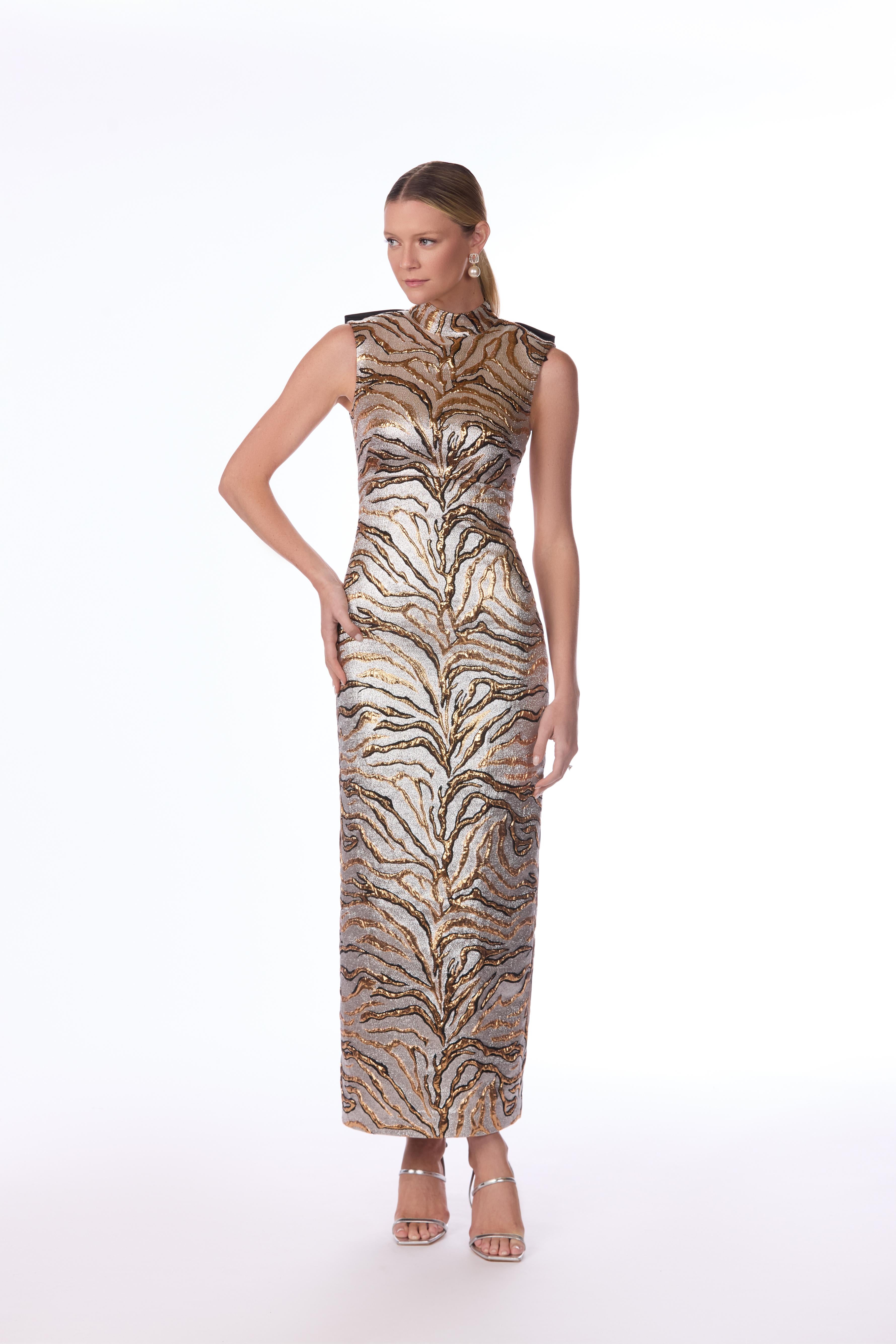Tailored Metallic Zebra Dress