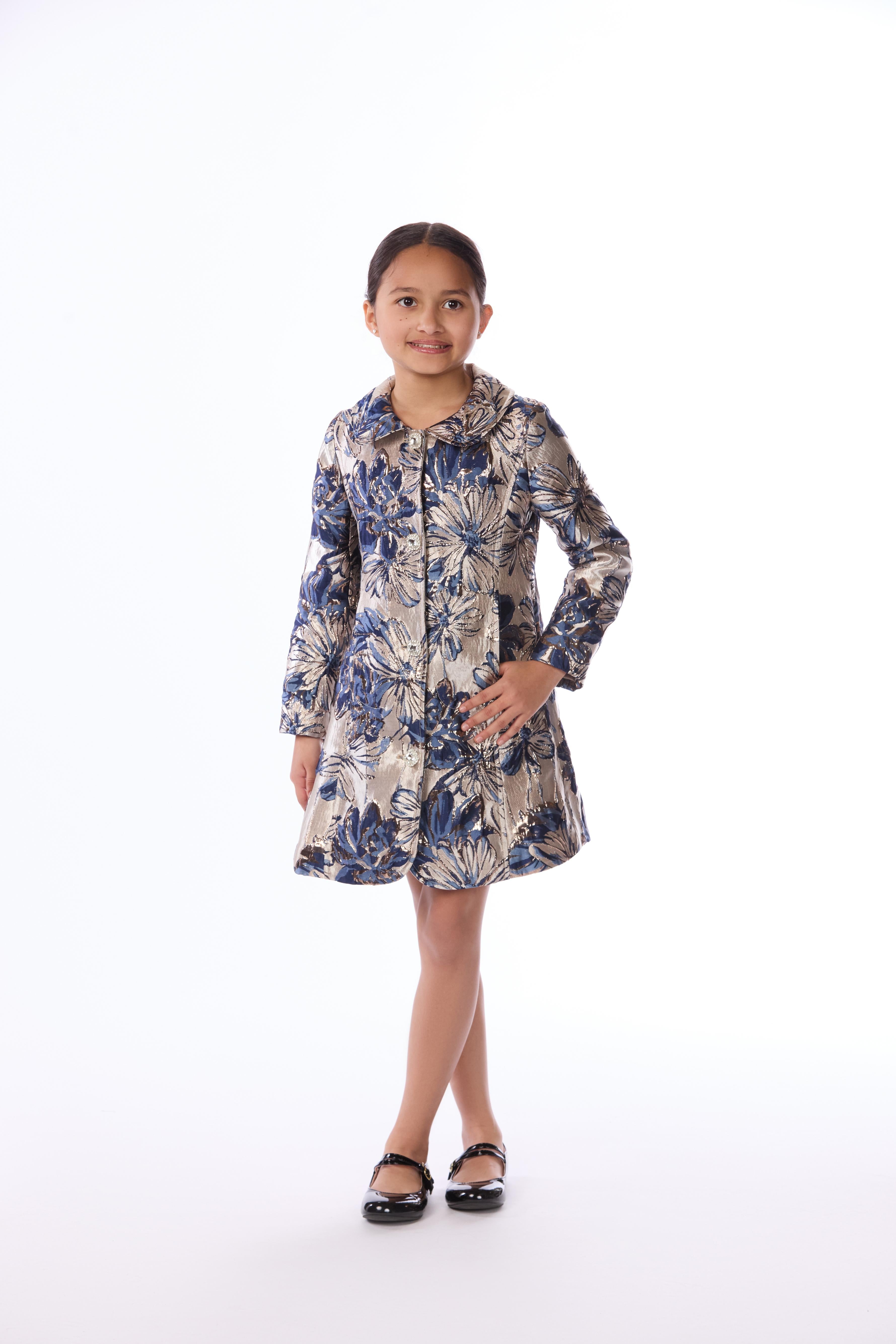 Metallic Floral Jacquard Coat dress