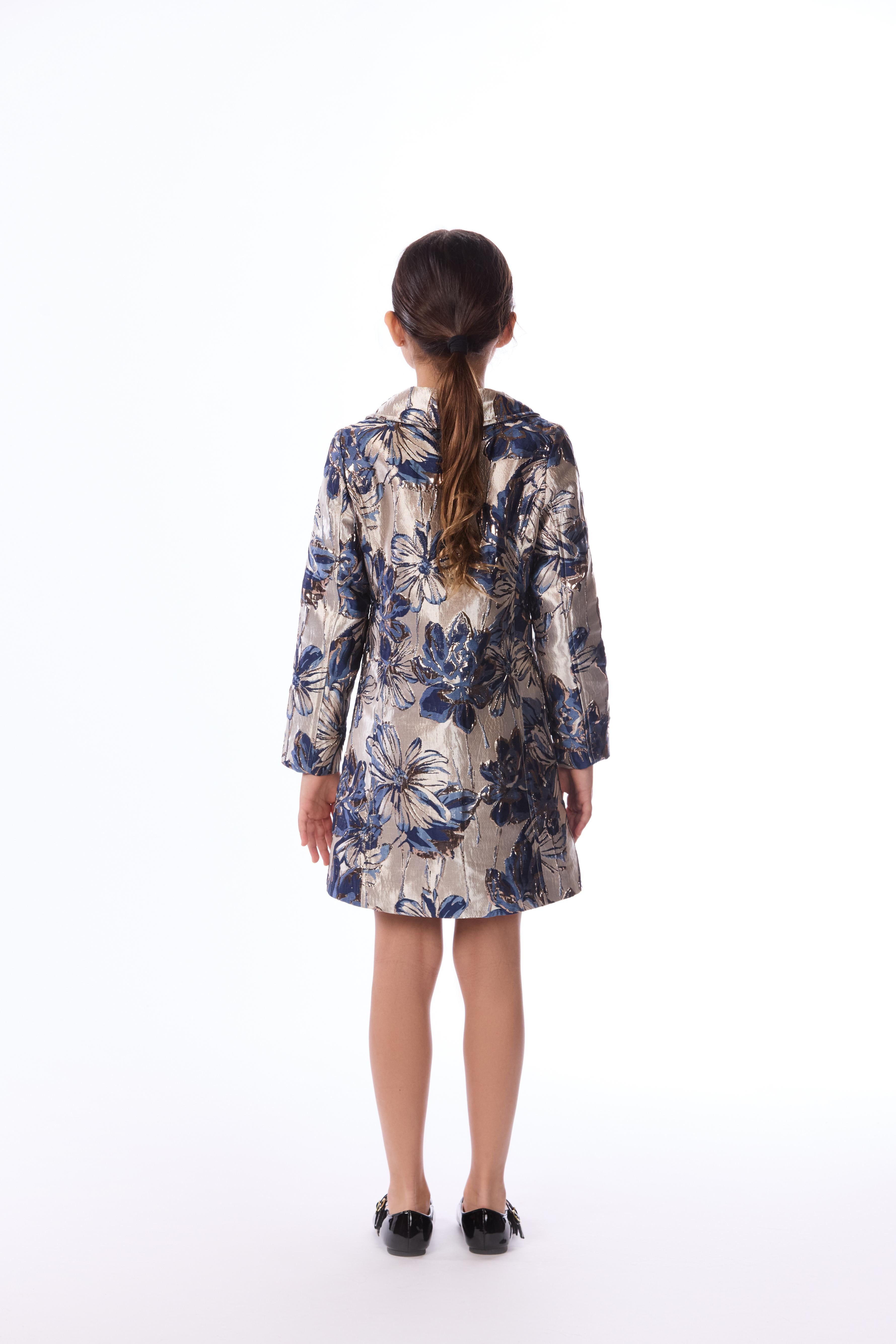 Metallic Floral Jacquard Coat dress