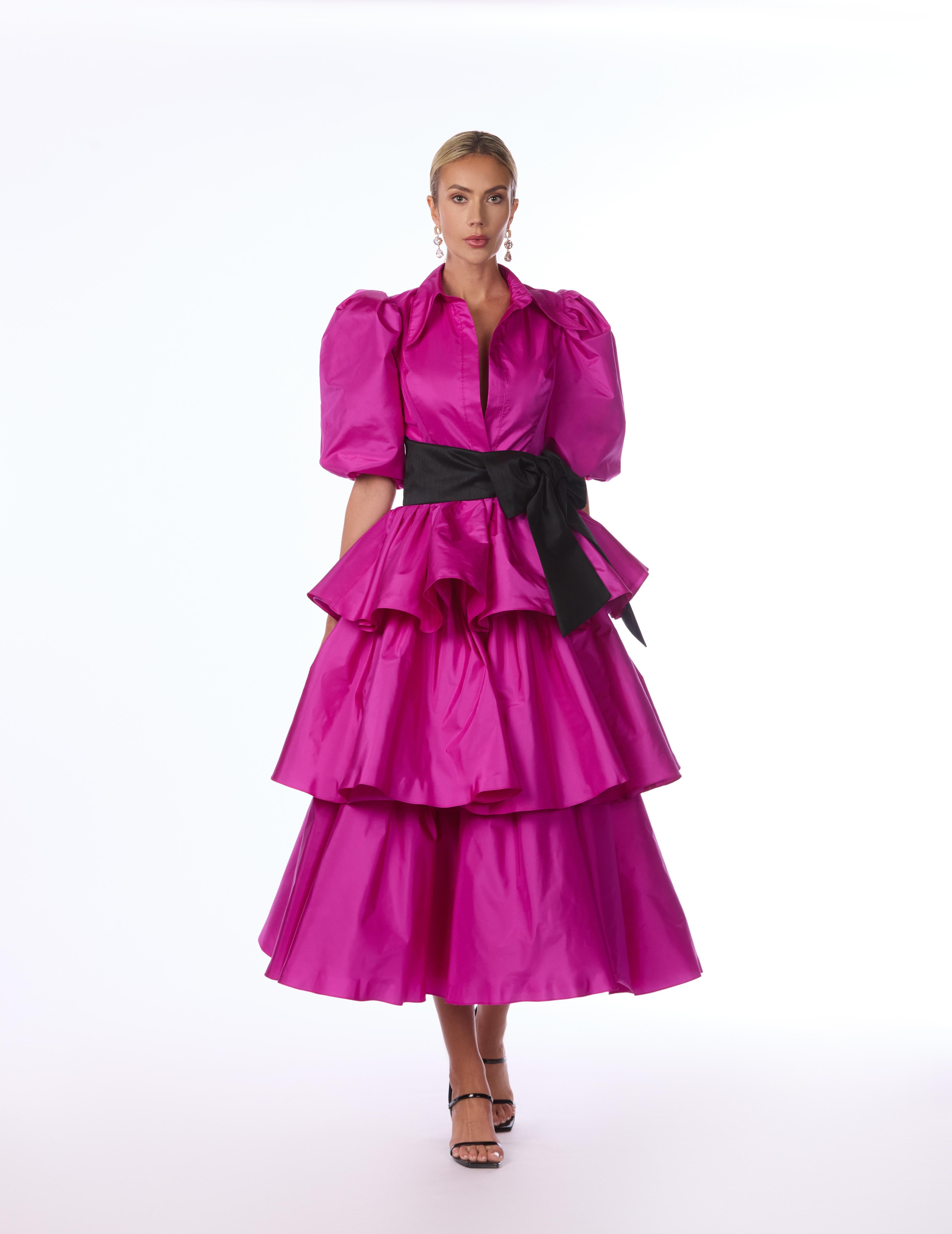 Silk Taffeta Tiered Dress