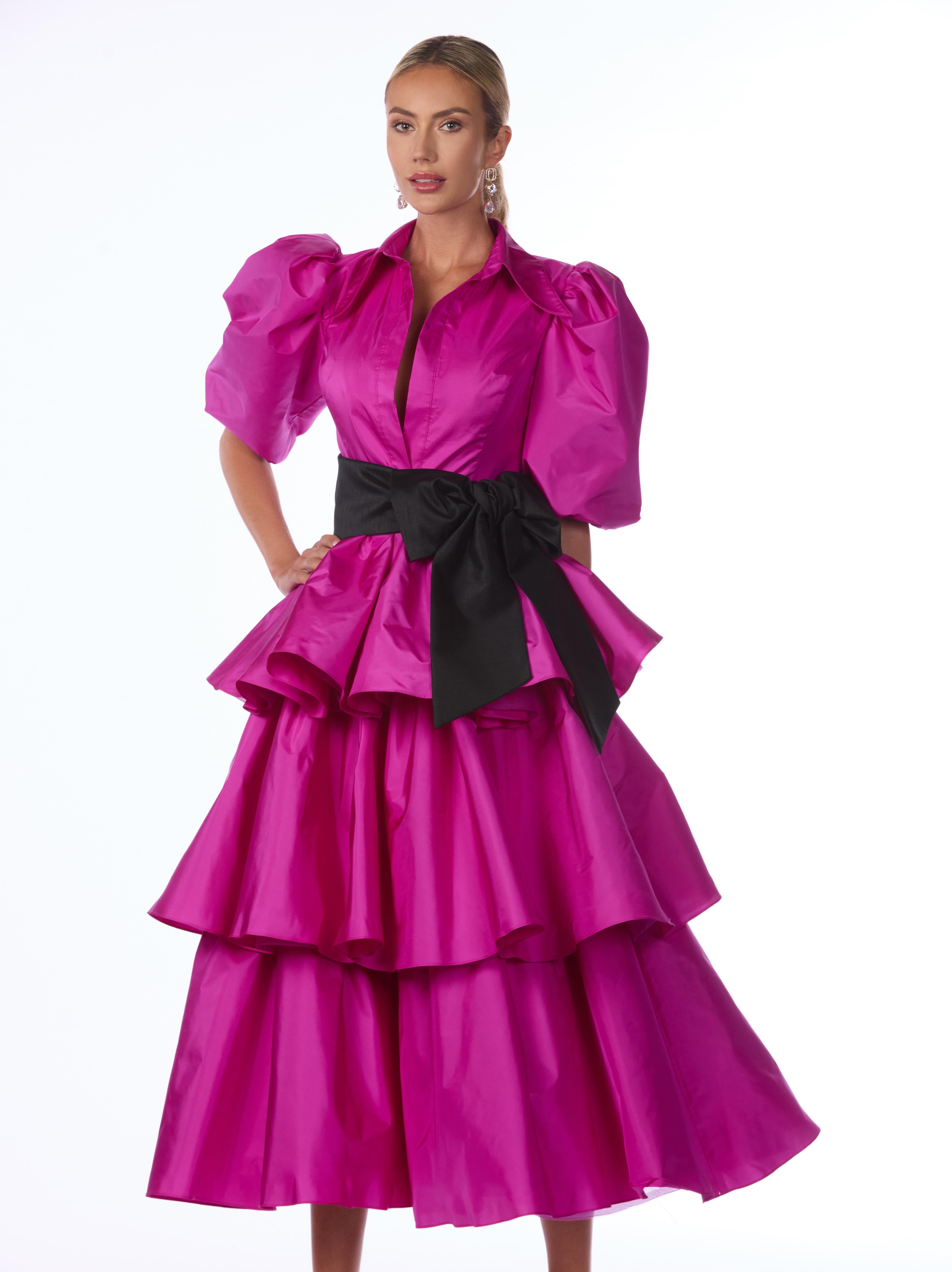 Silk Taffeta Tiered Dress