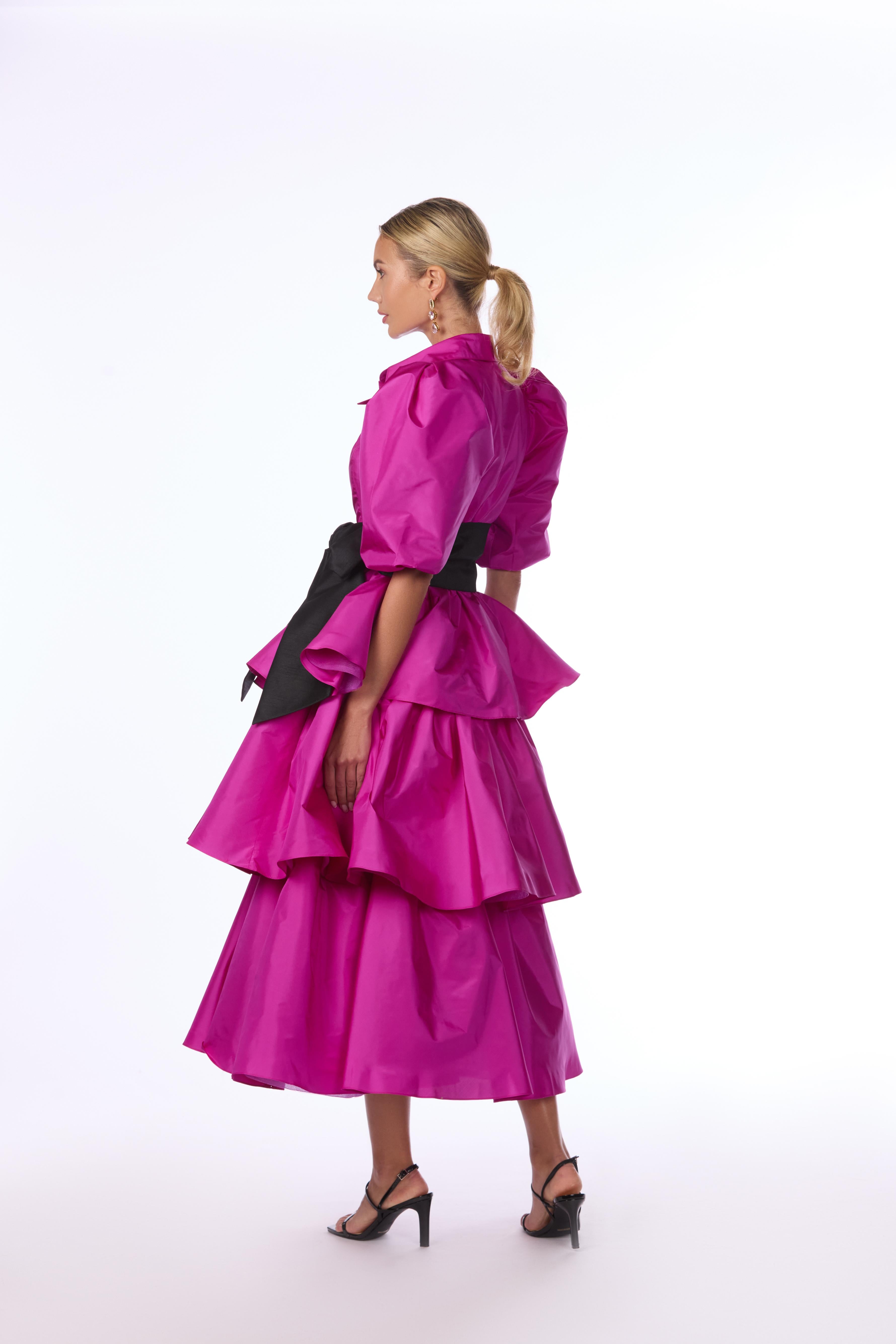 Silk Taffeta Tiered Dress