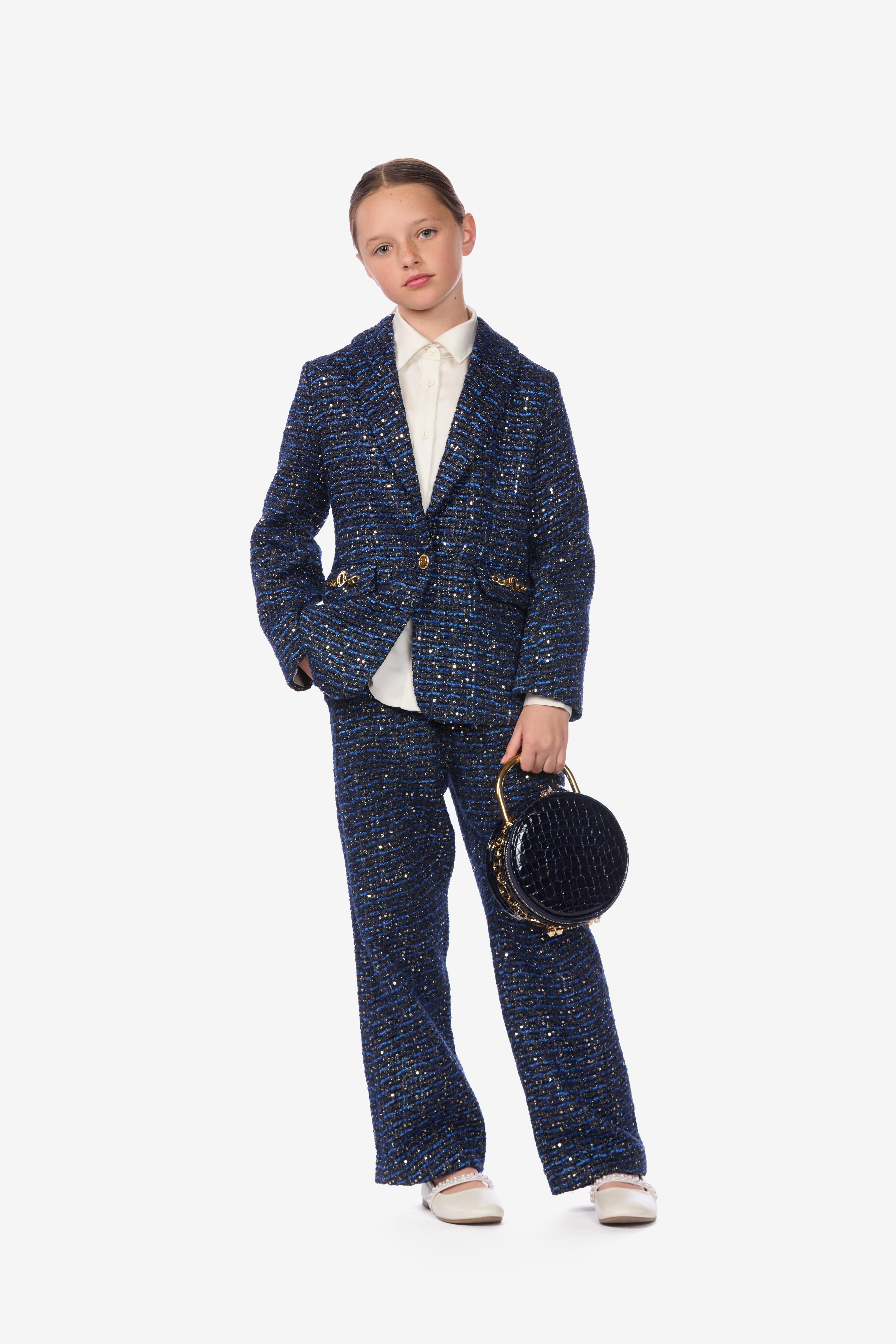 Sequin-Embroidered Bouclé Pants