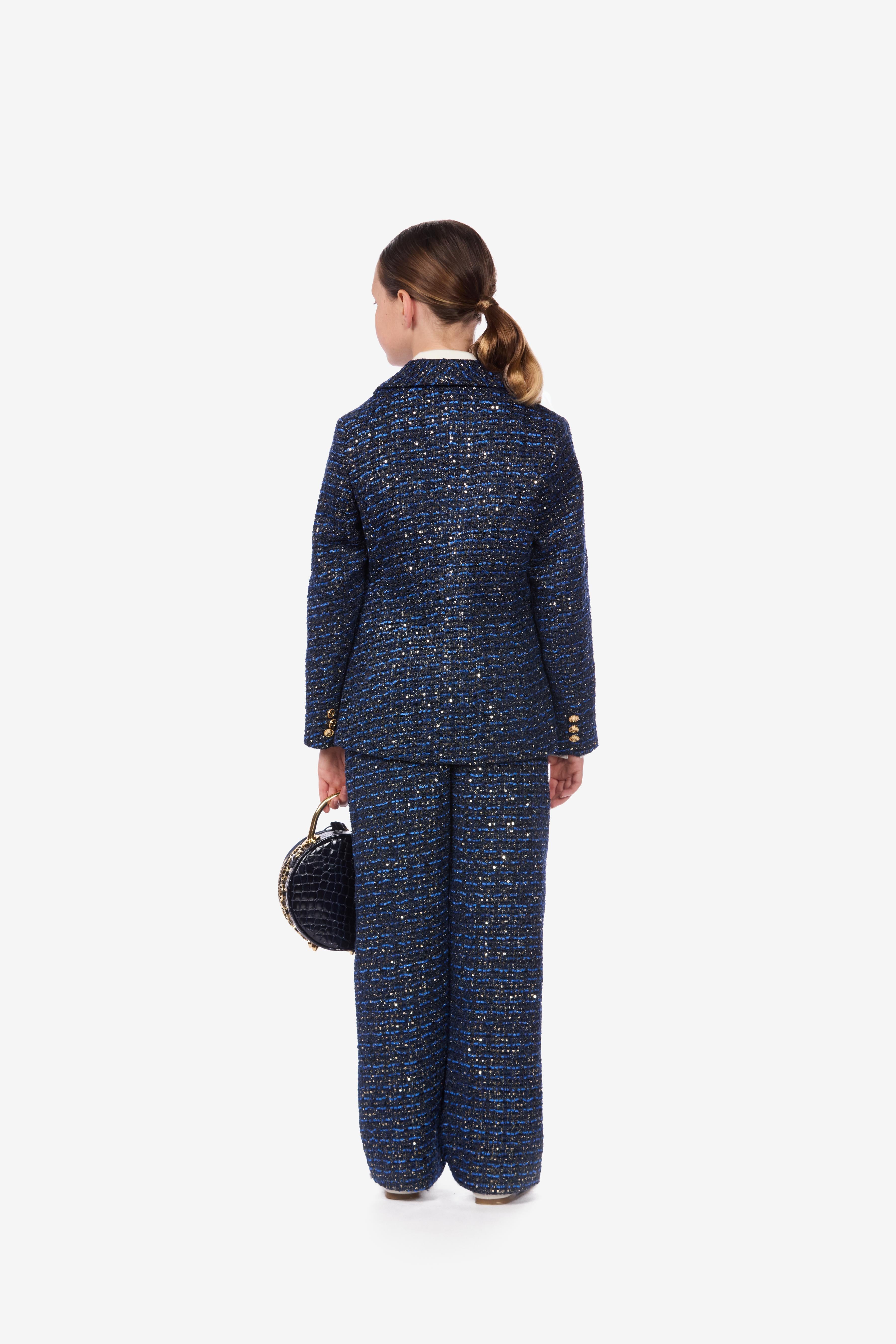 Sequin-Embroidered Bouclé Pants