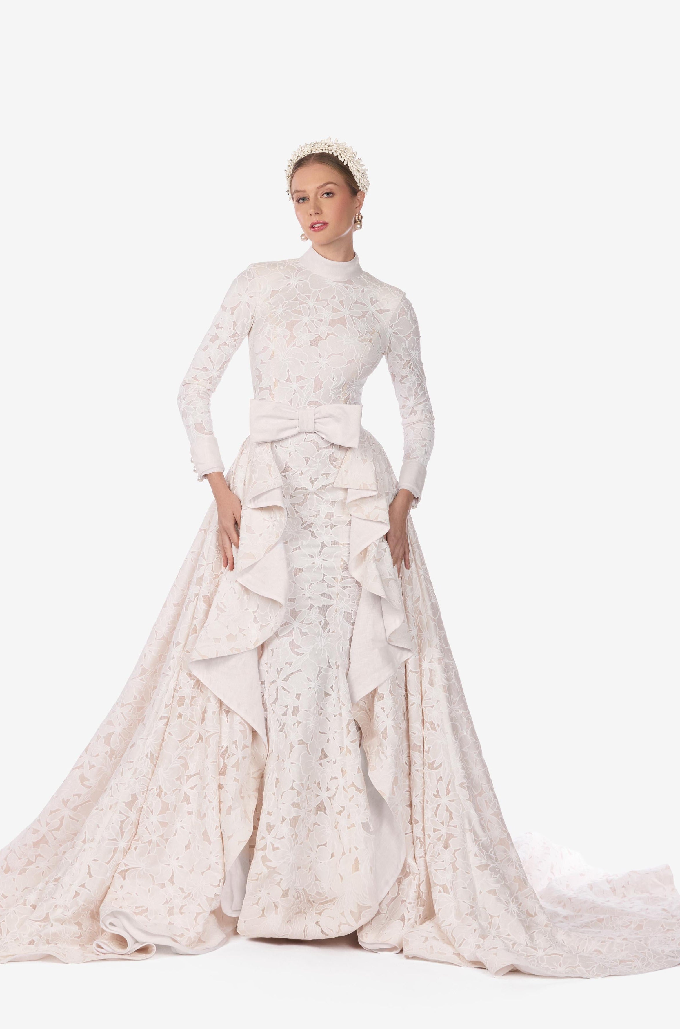 Floral Mesh Wedding Gown