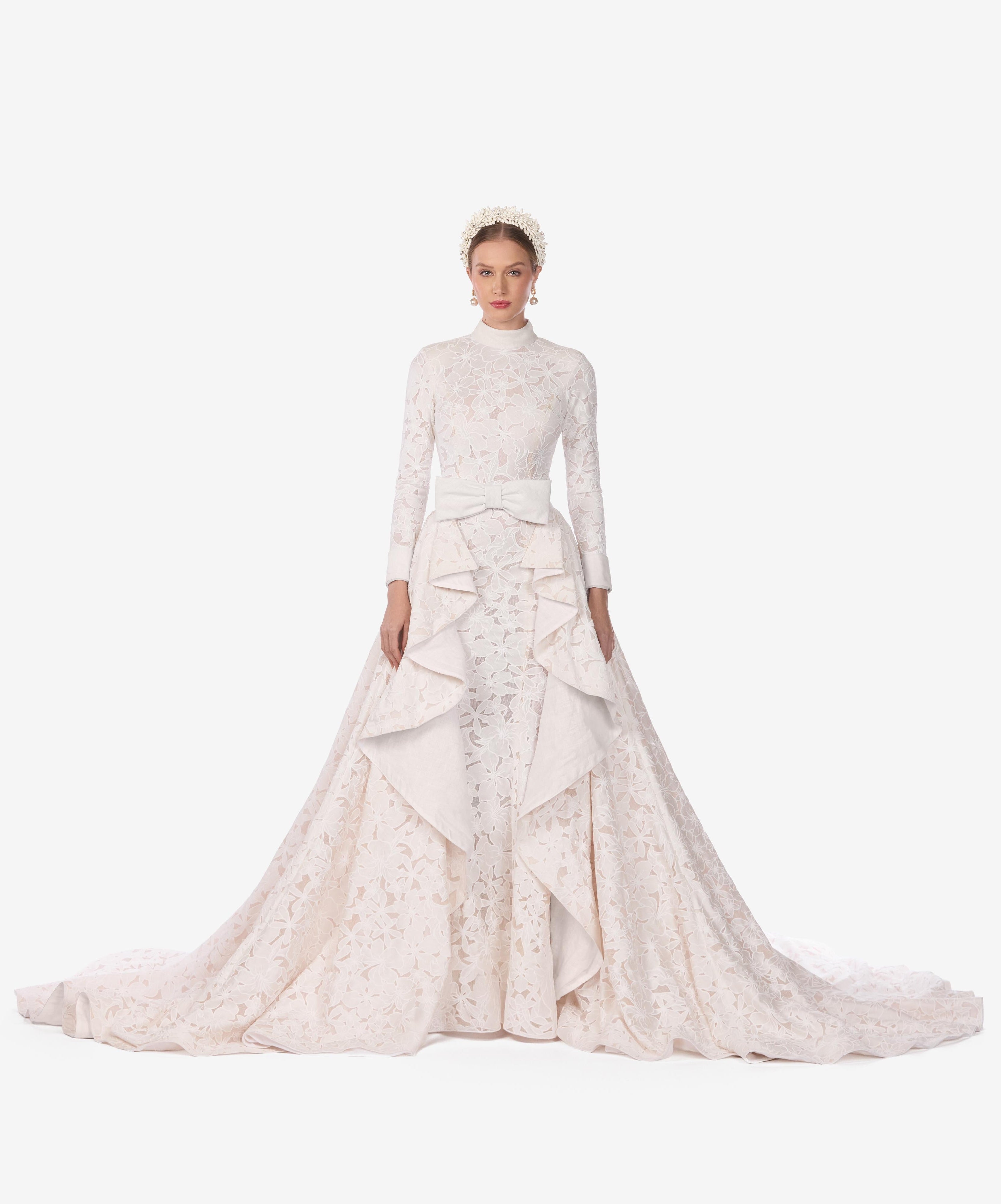 Floral Mesh Wedding Gown