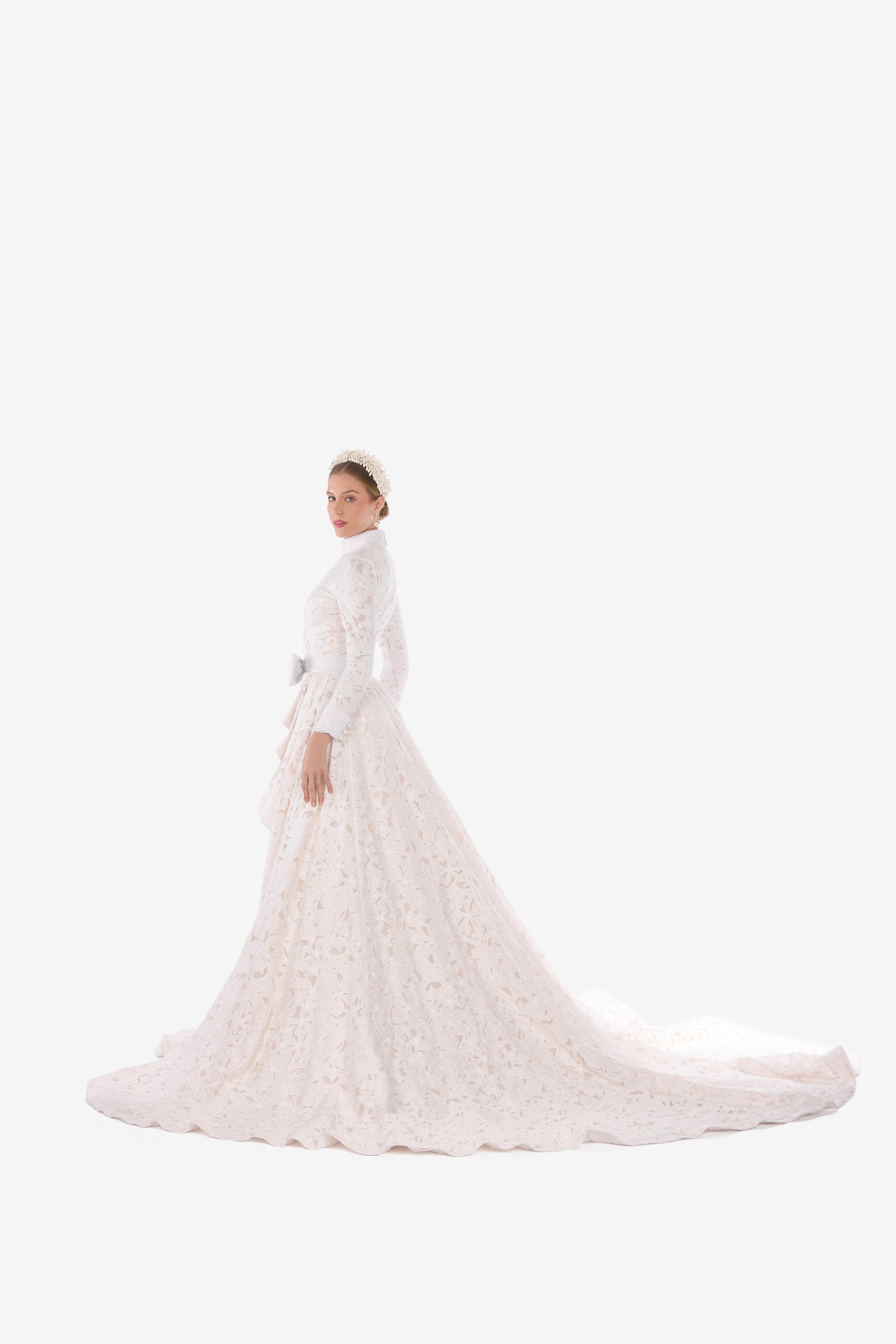 Floral Mesh Wedding Gown