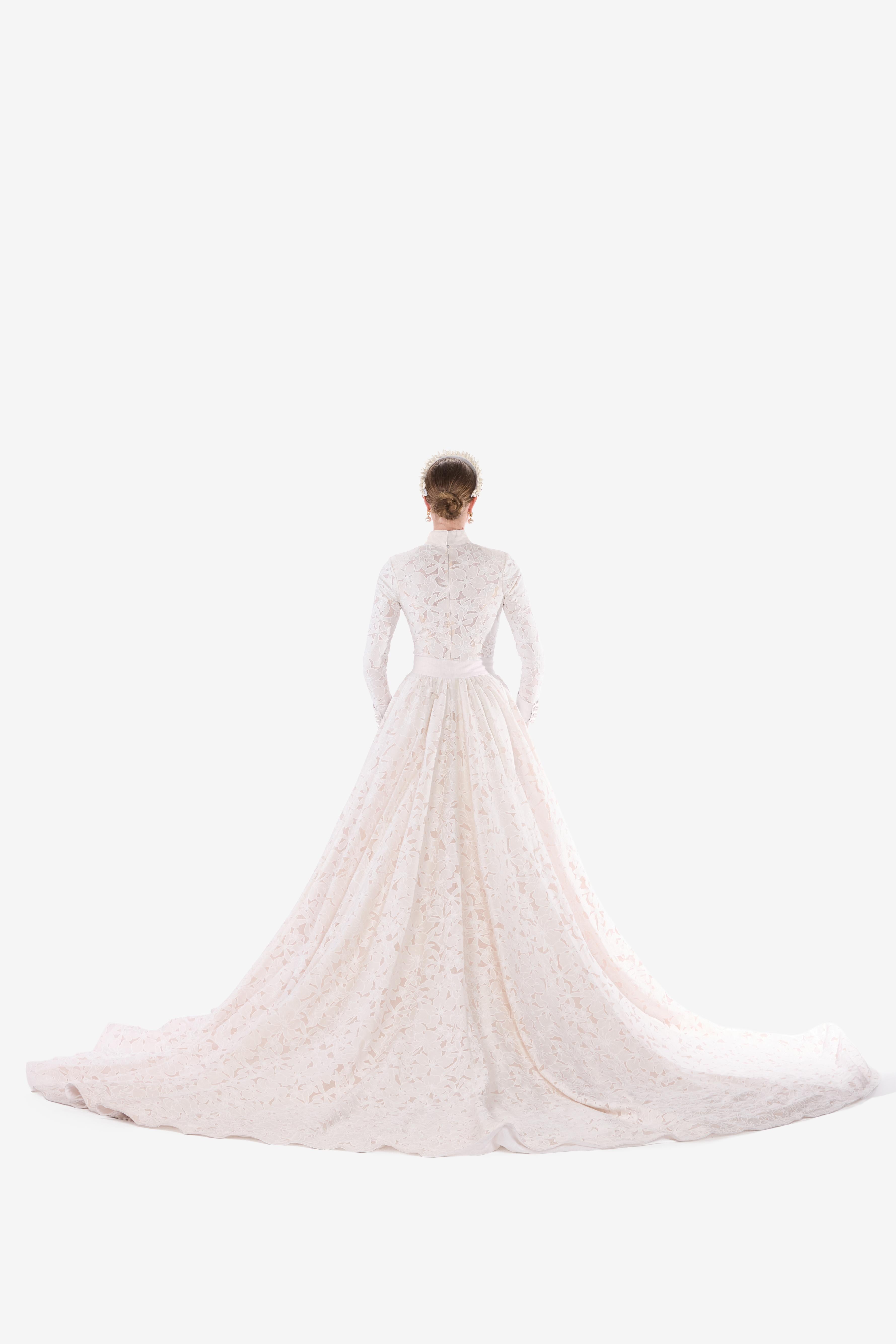 Floral Mesh Wedding Gown