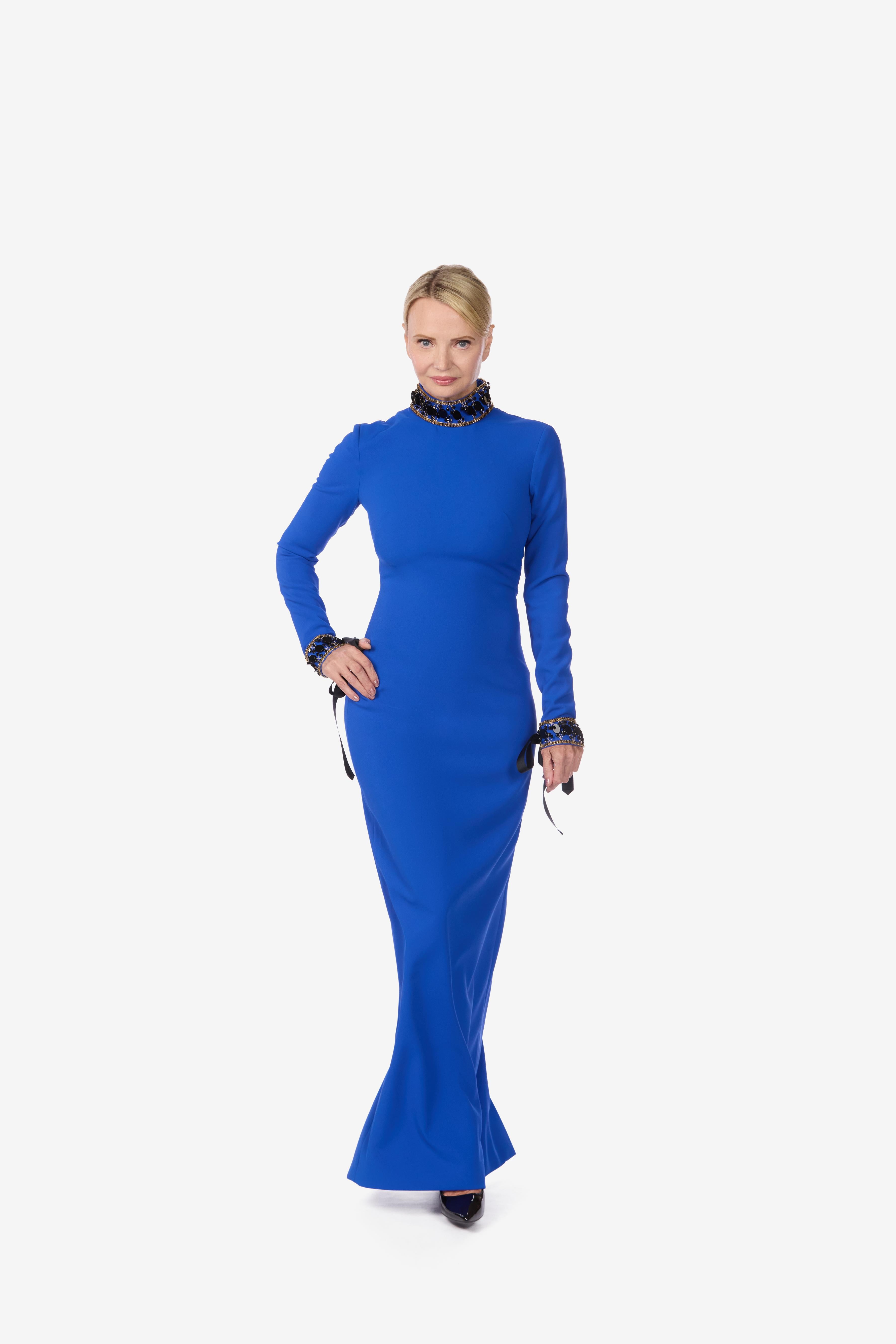 Embellished Stretch Crepe Gown