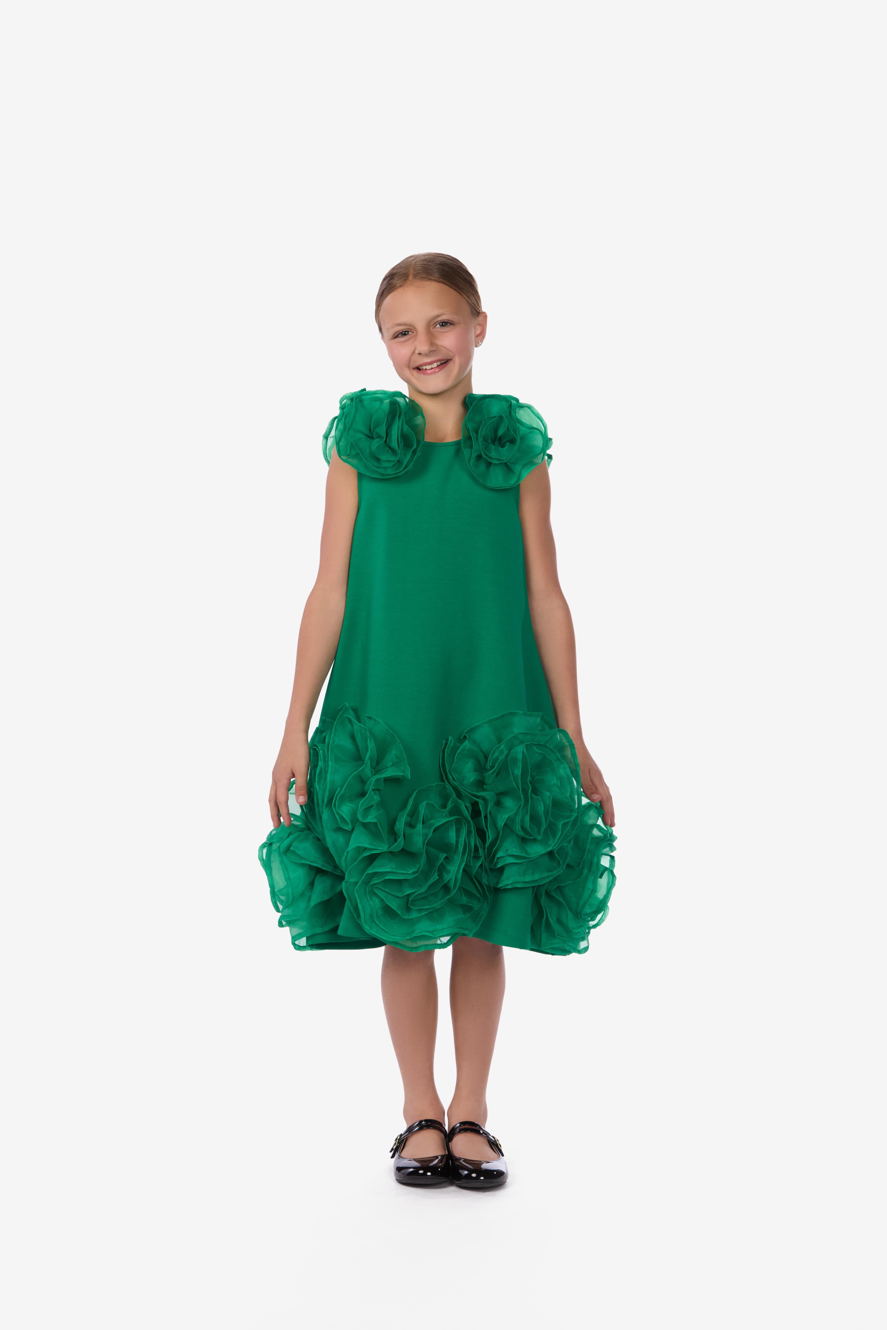 Organza ruffled flower dress