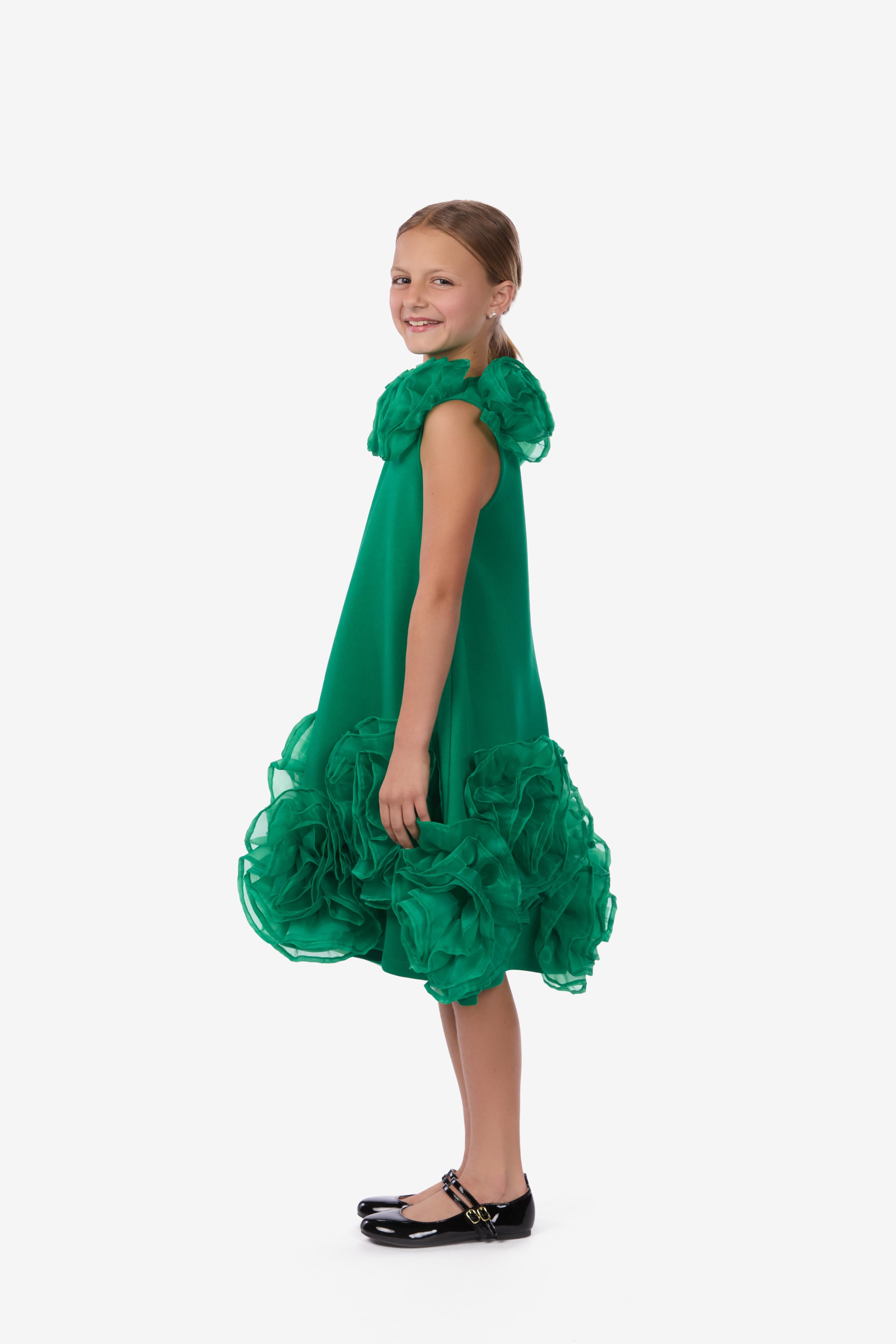 Organza ruffled flower dress