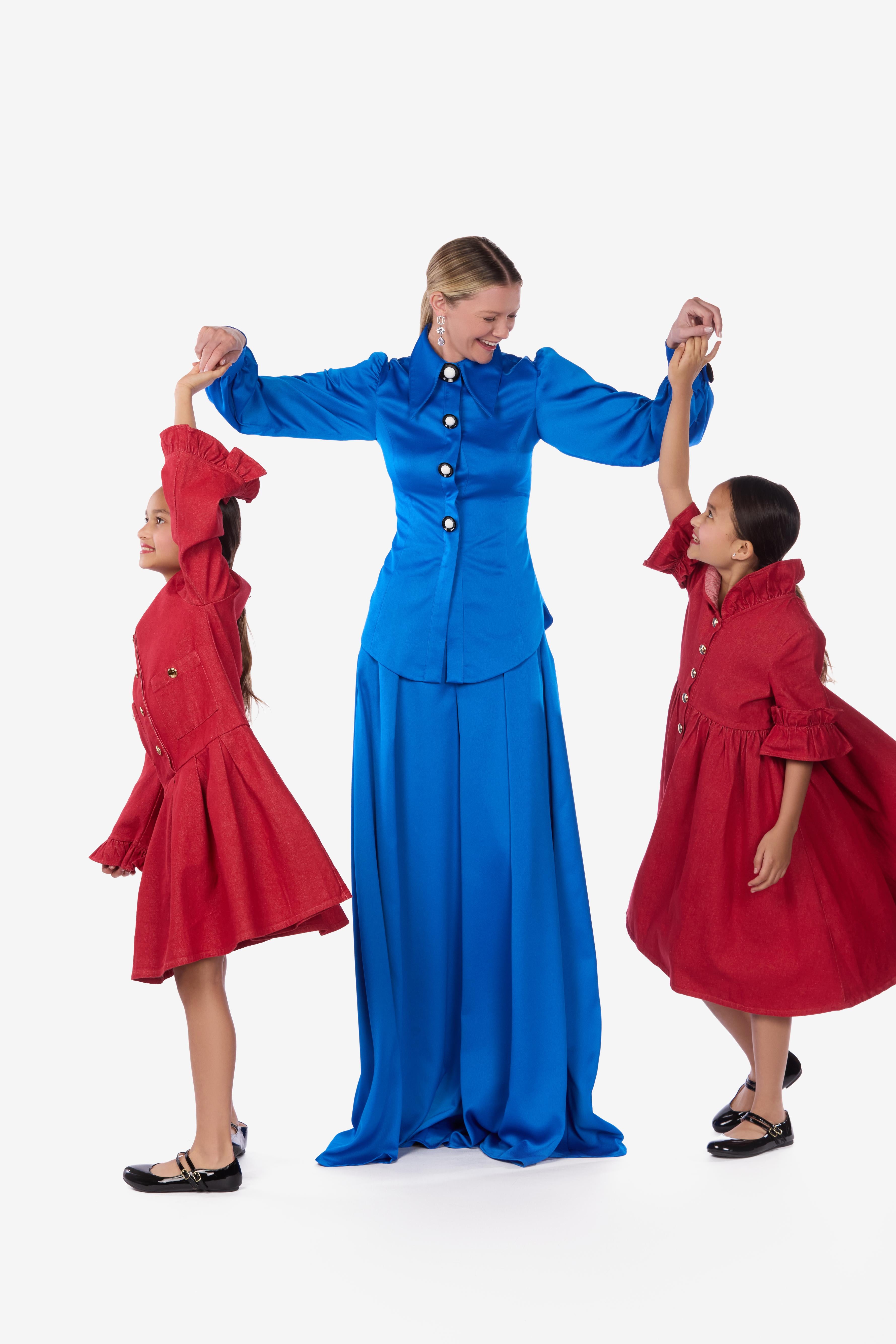 Pleated Skirt Denim Dress