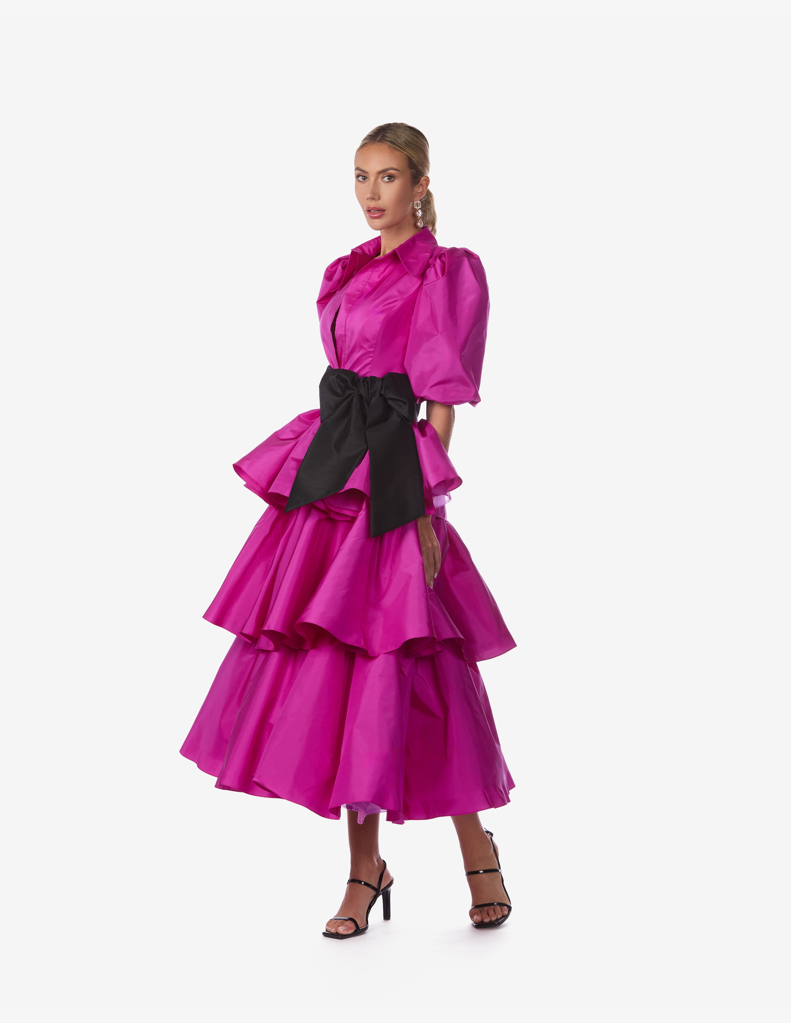Silk Taffeta Tiered Dress
