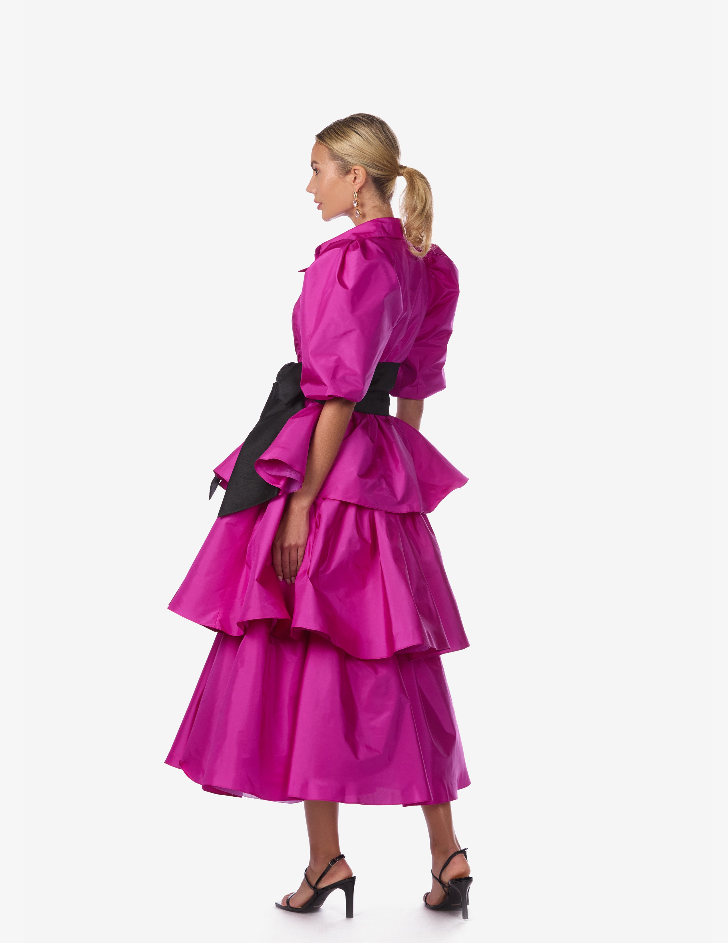 Silk Taffeta Tiered Dress